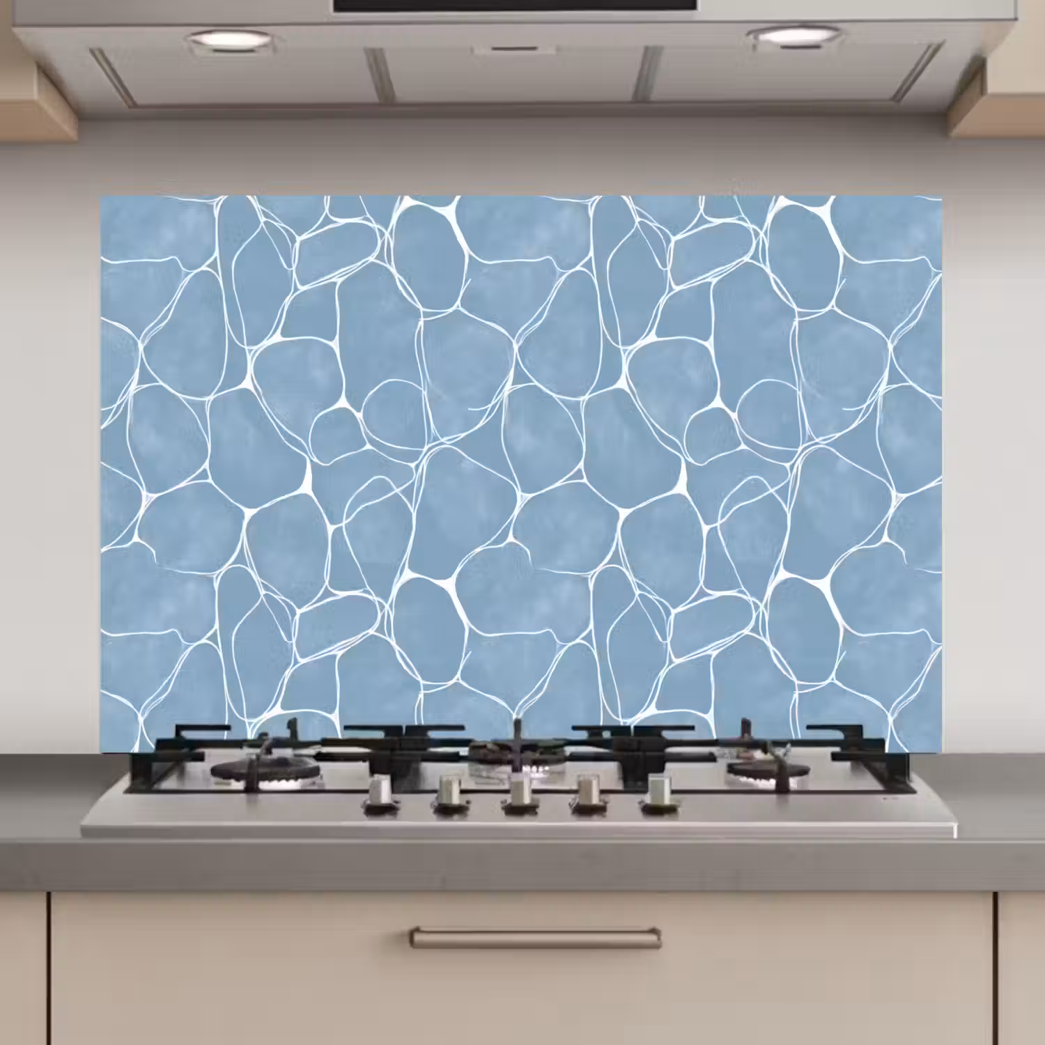 Organisch - Patroon - Blauw keuken achterwand spatscherm klein 900 -3d_website