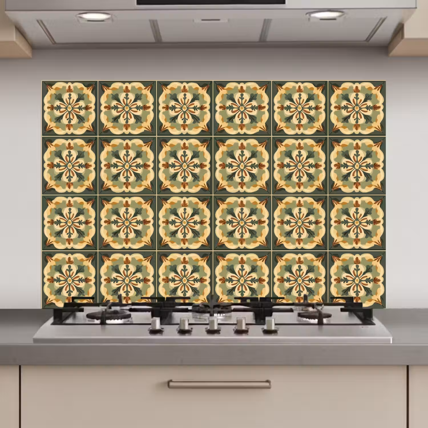 Ornament - Patroon - Groen keuken achterwand spatscherm klein 900 -3d_website
