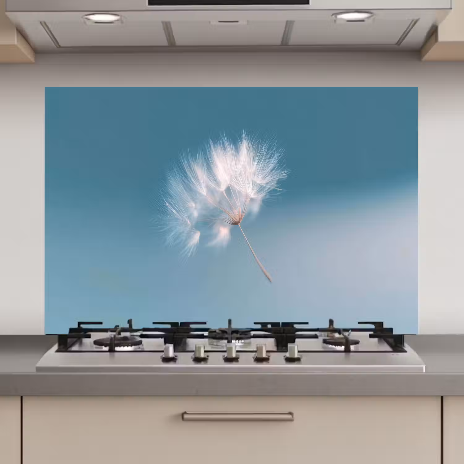 Paardenbloempluisje - Blauw - Lucht keuken achterwand spatscherm klein -3d_website