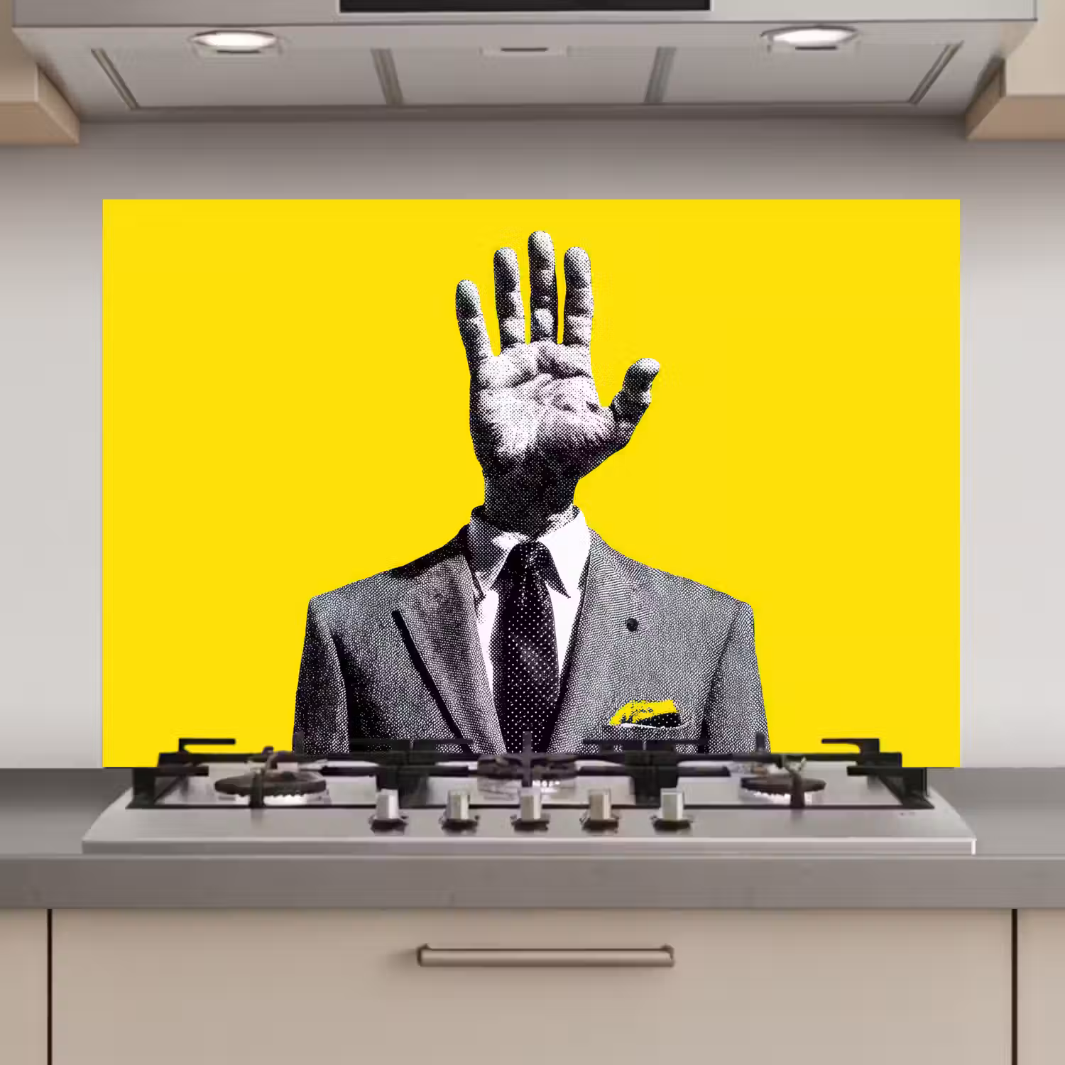 Pak - Hand - Geel keuken achterwand spatscherm klein -3d_website