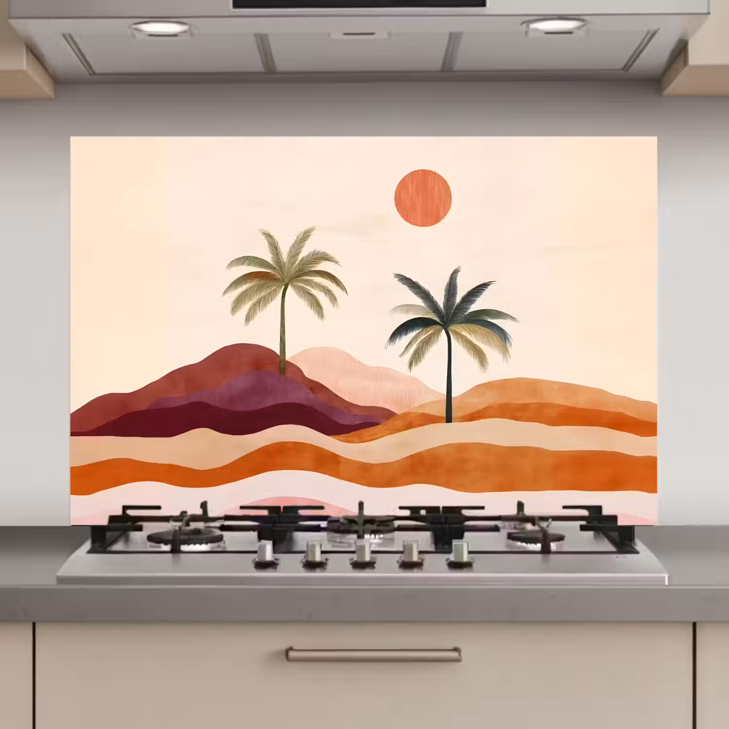 Palmbomen - Abstract - Zon - Heuvels keuken achterwand spatscherm klein -3d_website