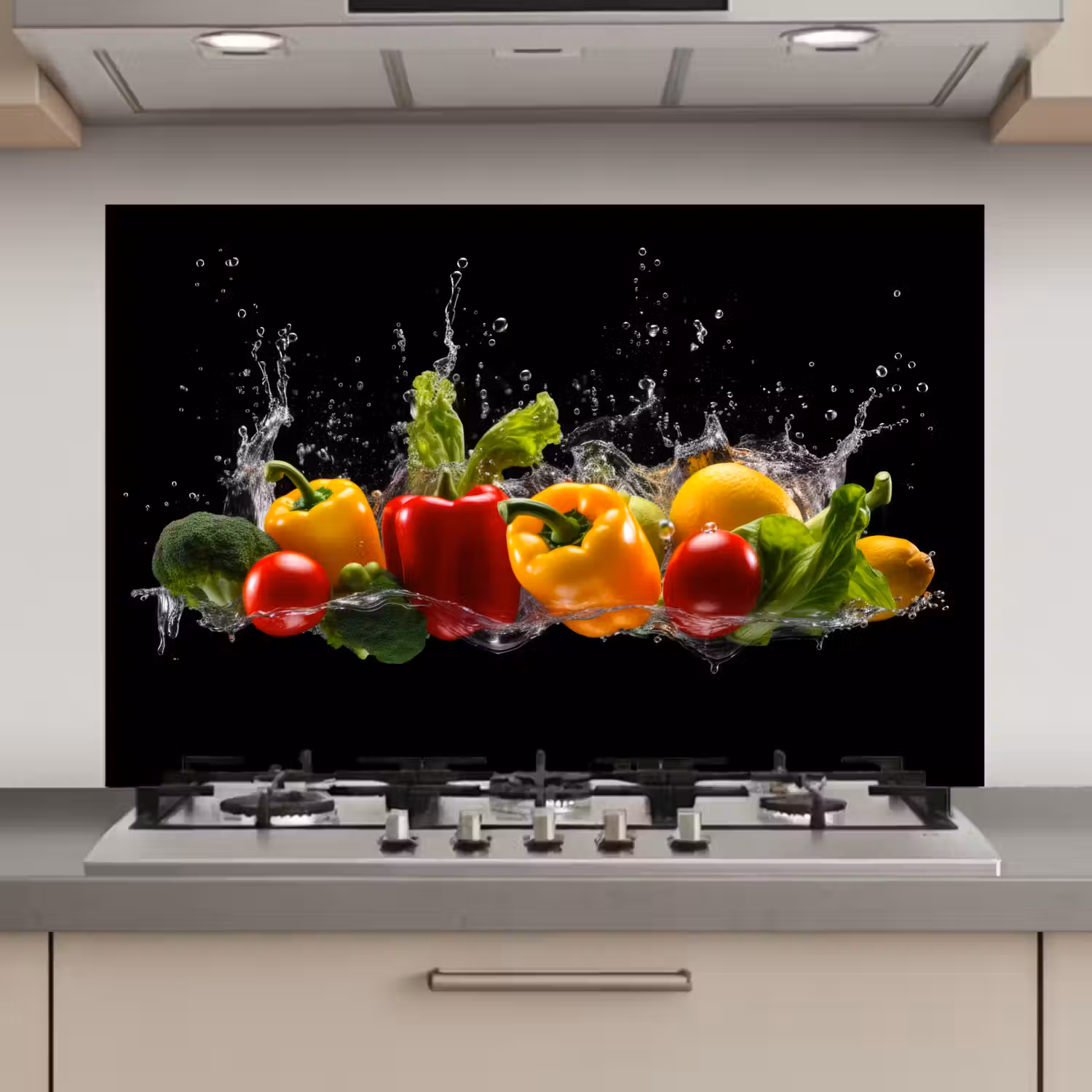 Paprika - Water - Groente - Zwart keuken achterwand spatscherm klein -3d_website