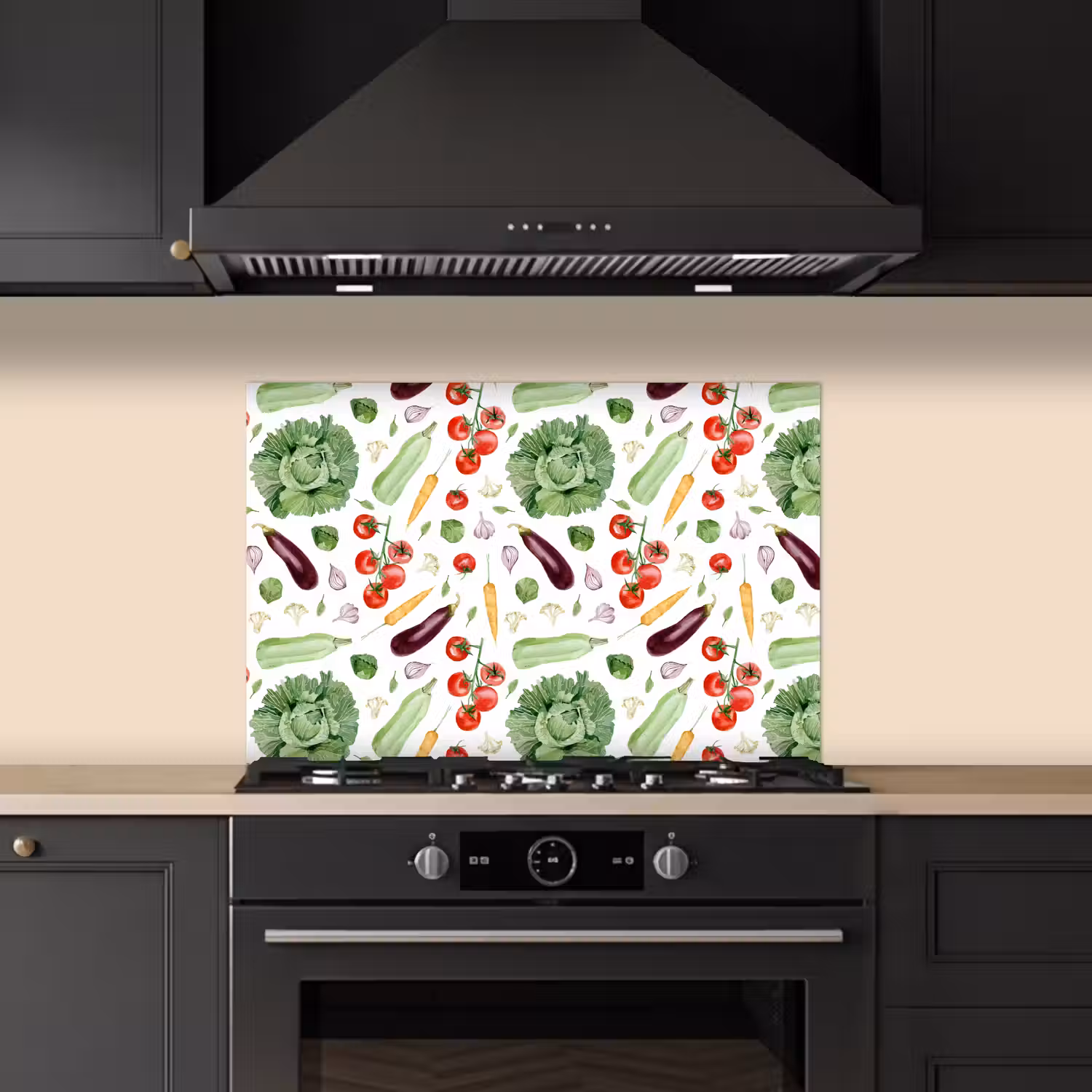 Patroon - Groente - Aquarel keuken achterwand spatscherm klein 900 -sfeer1