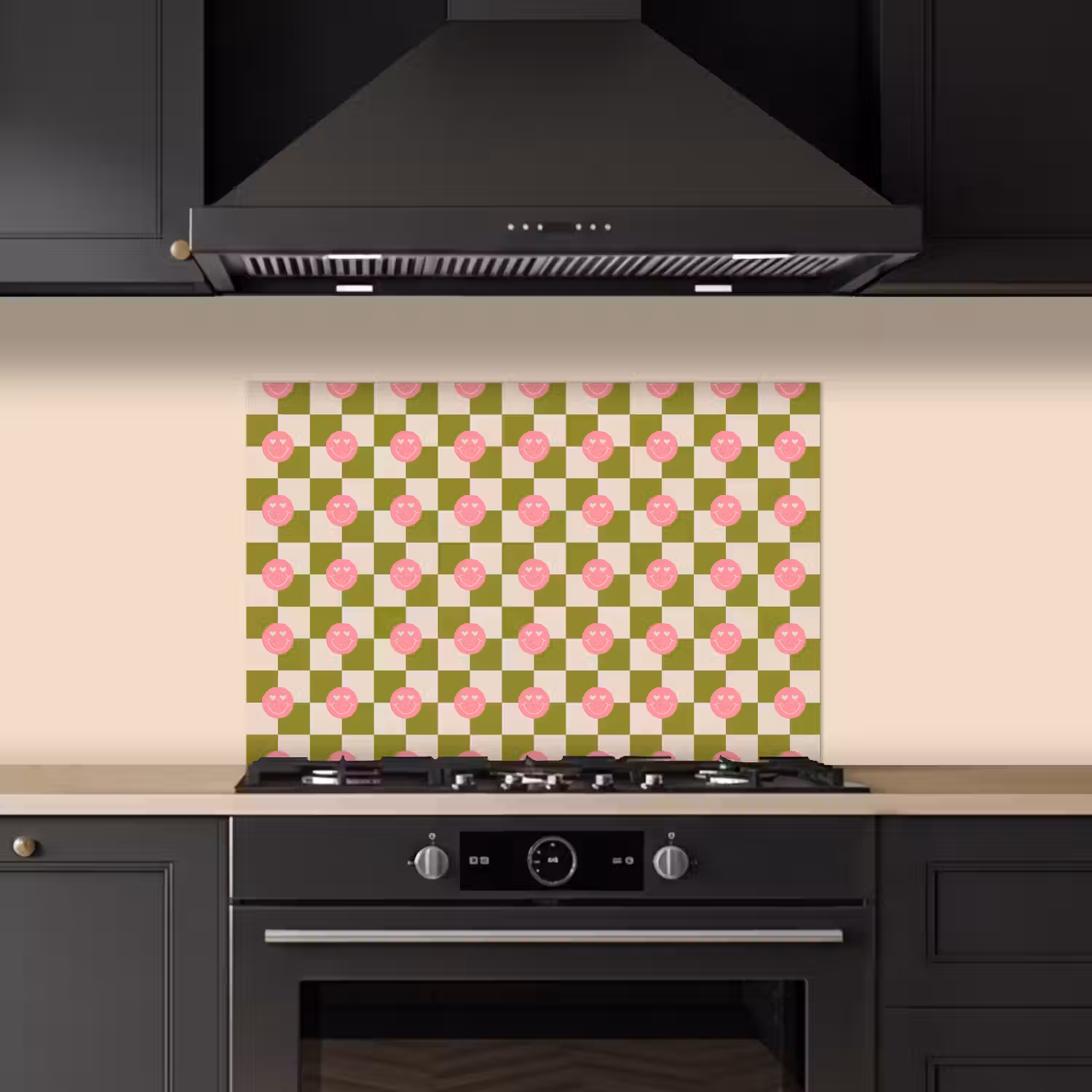 Patroon - Smileys - Blokken keuken achterwand spatscherm klein 900 -sfeer1