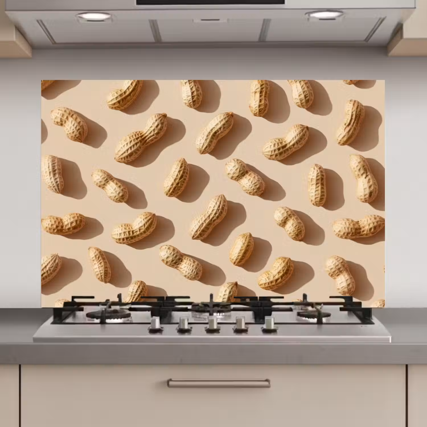 Pinda's - Patroon - Beige keuken achterwand spatscherm klein -3d_website