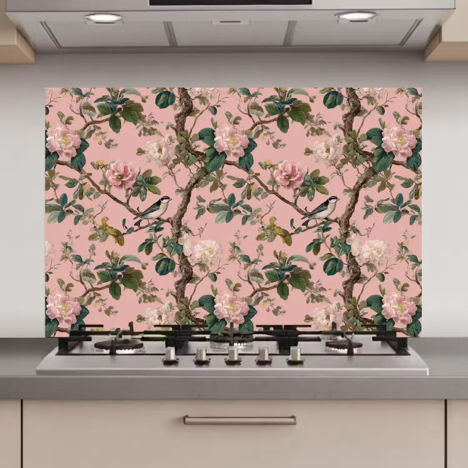 Pioenrozen - Botanisch - Vogel keuken achterwand spatscherm klein 900 -3d_website