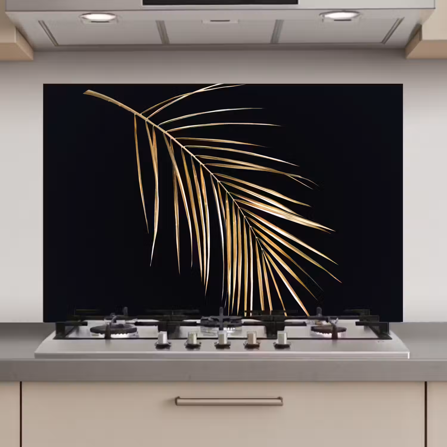 Planten - Goud - Zwart - Bladeren - Luxe keuken achterwand spatscherm klein -3d_website