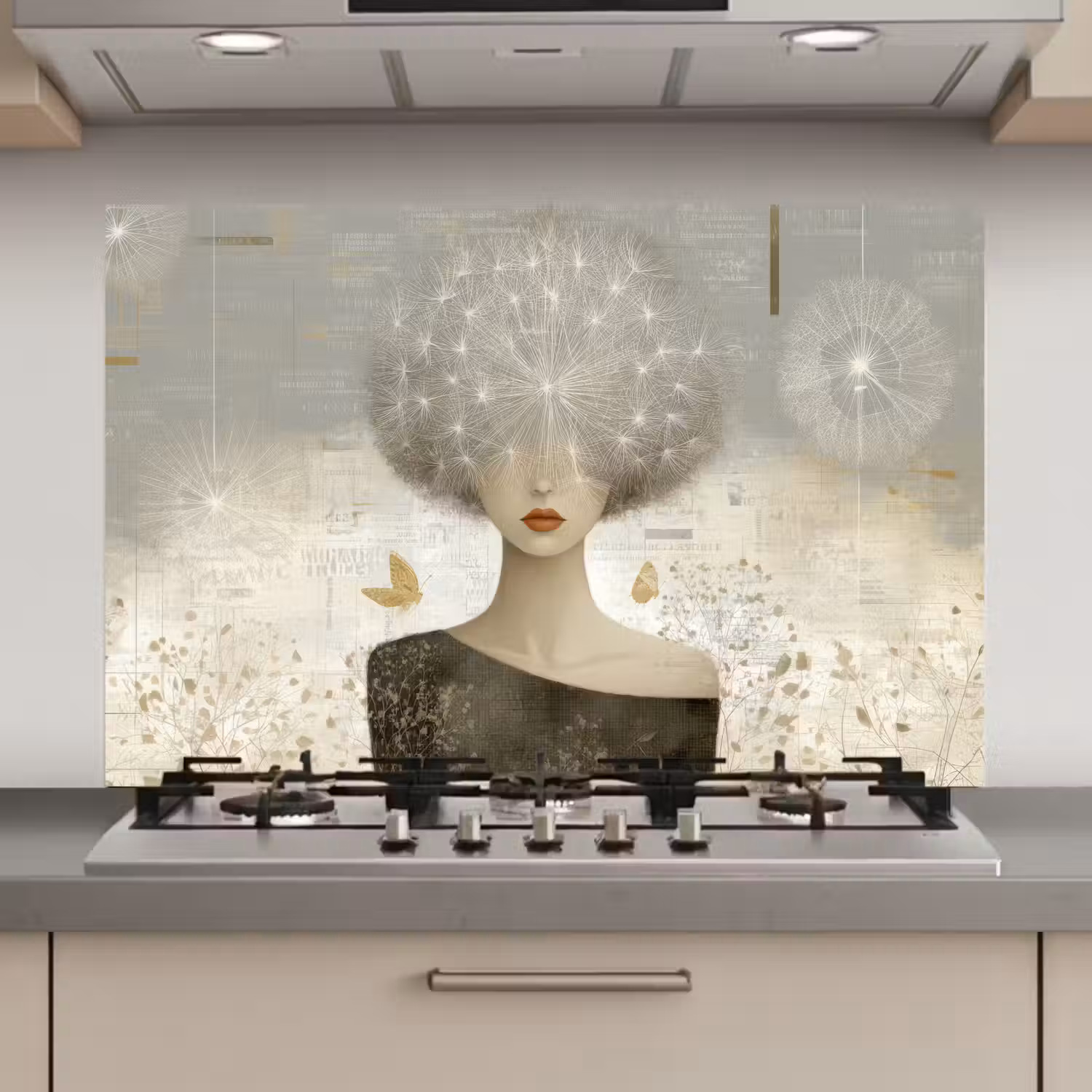 Pluis - Vrouw - Beige keuken achterwand spatscherm klein -3d_website