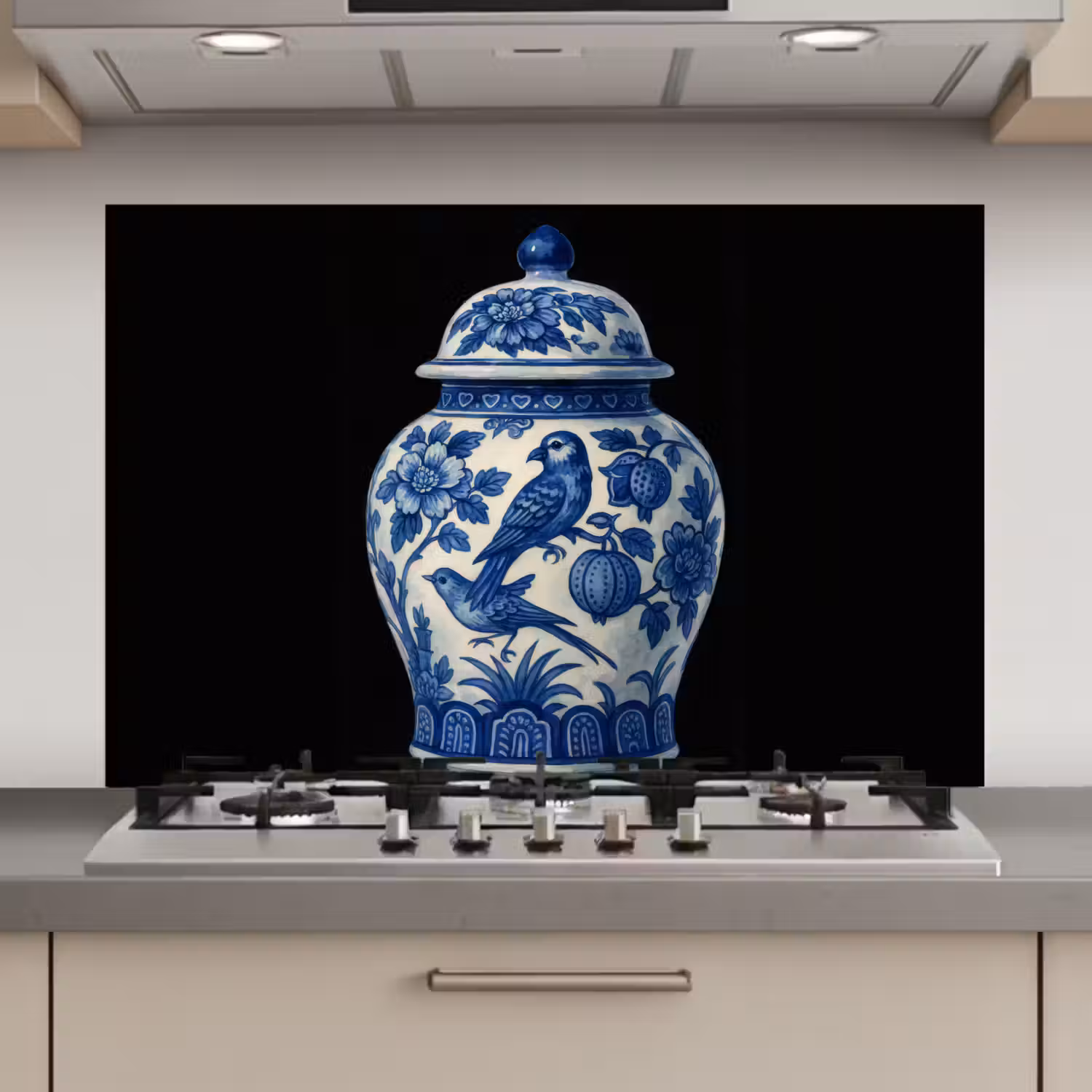 Pot - Delfts Blauw - Bloemen keuken achterwand spatscherm klein -3d_website