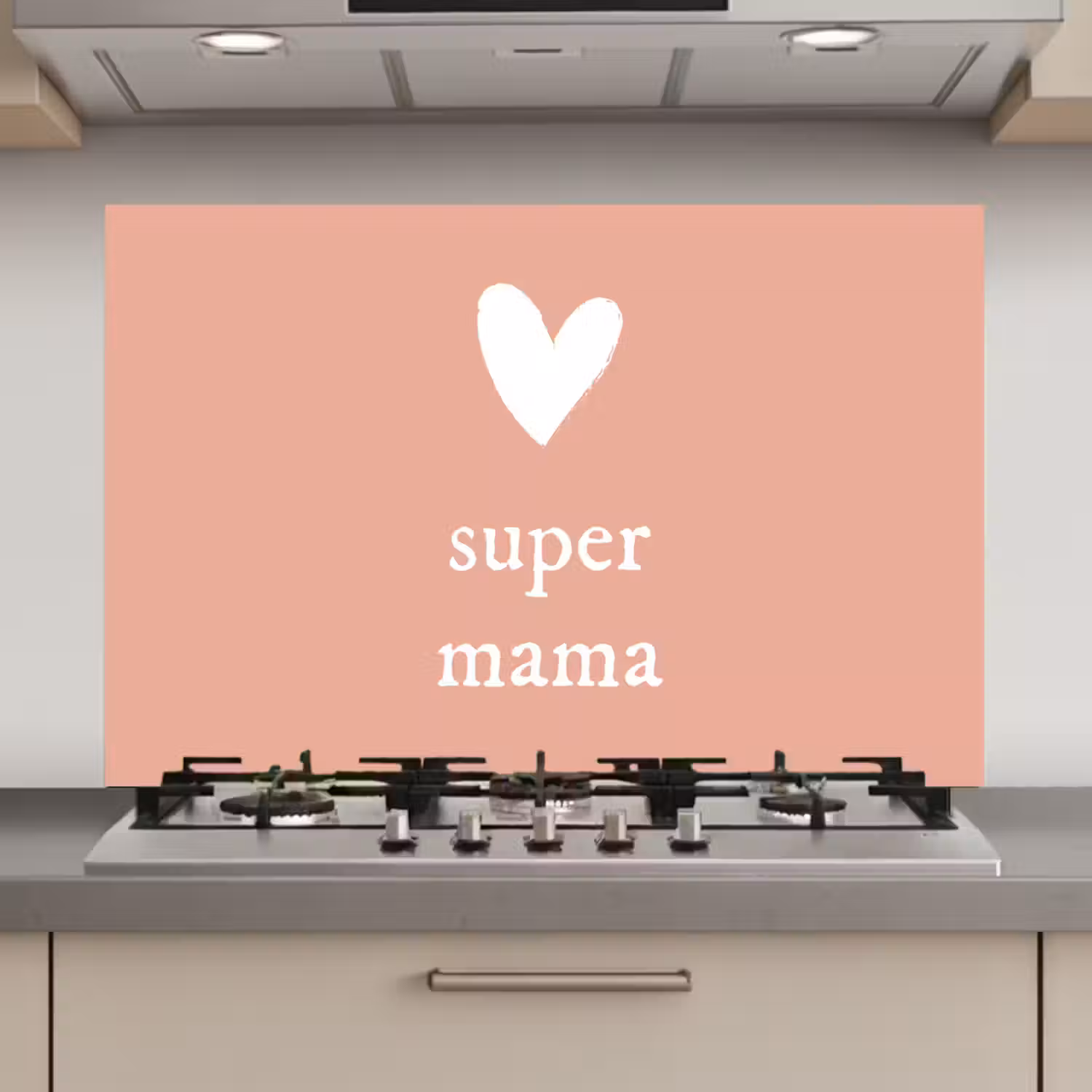 Presentje voor Moederdag super mama lichtroze/wit keuken achterwand spatscherm klein -3d_website
