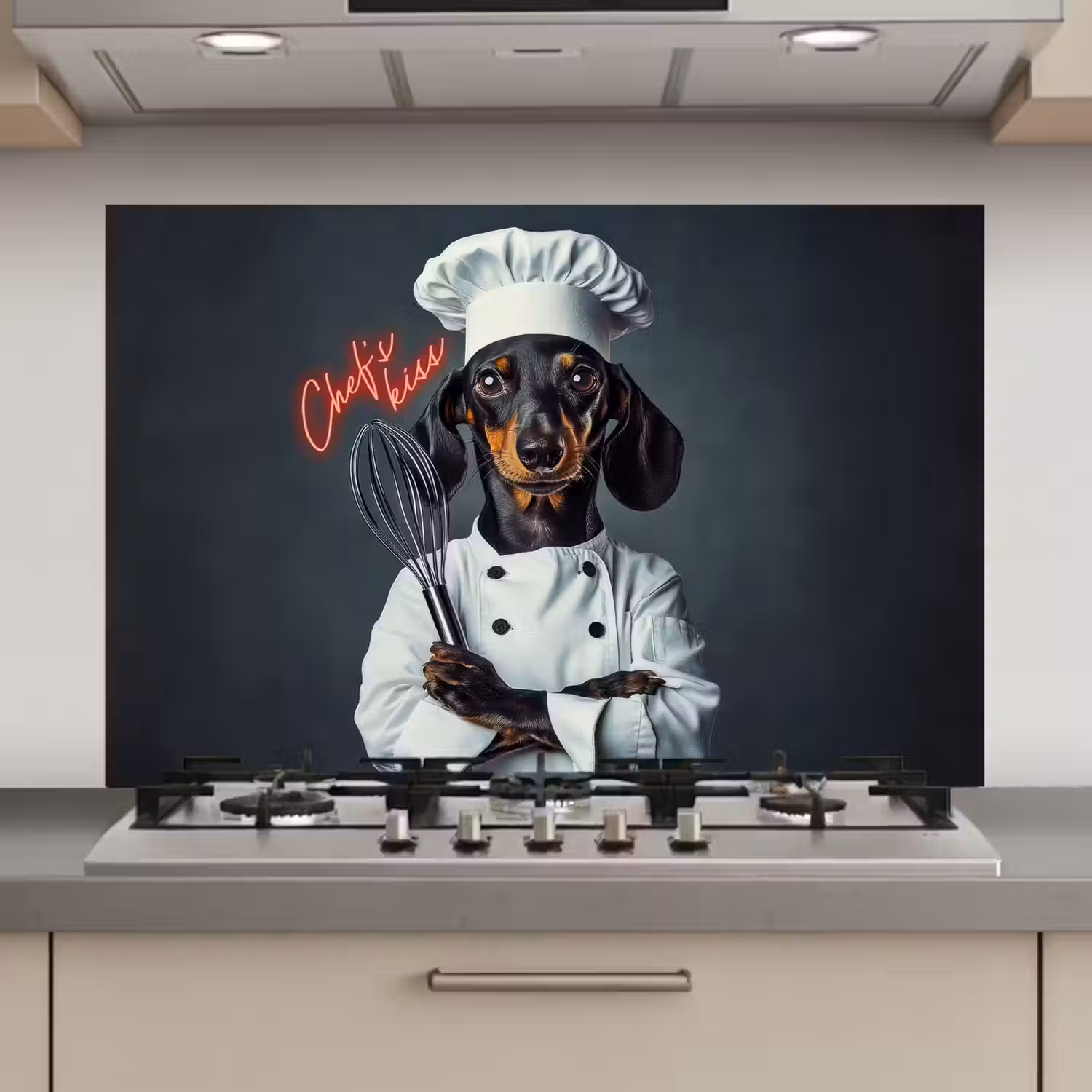 Quote - Neon - Hond - Kokskleding keuken achterwand spatscherm klein -3d_website