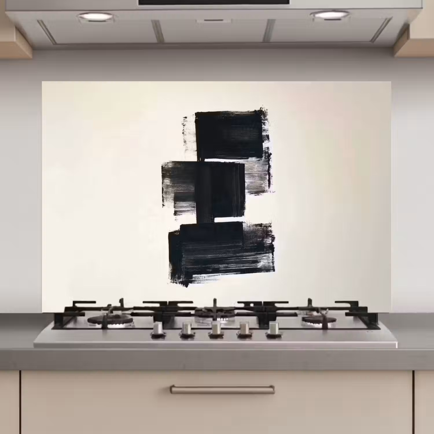 Rechthoeken - Penseelstreken - Abstract - Zwart keuken achterwand spatscherm klein -3d_website