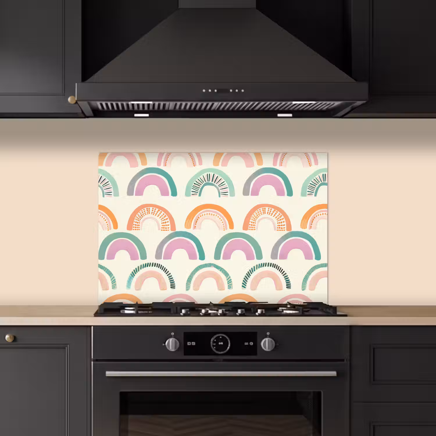 Regenboog - Pastel - Patroon keuken achterwand spatscherm klein -sfeer1