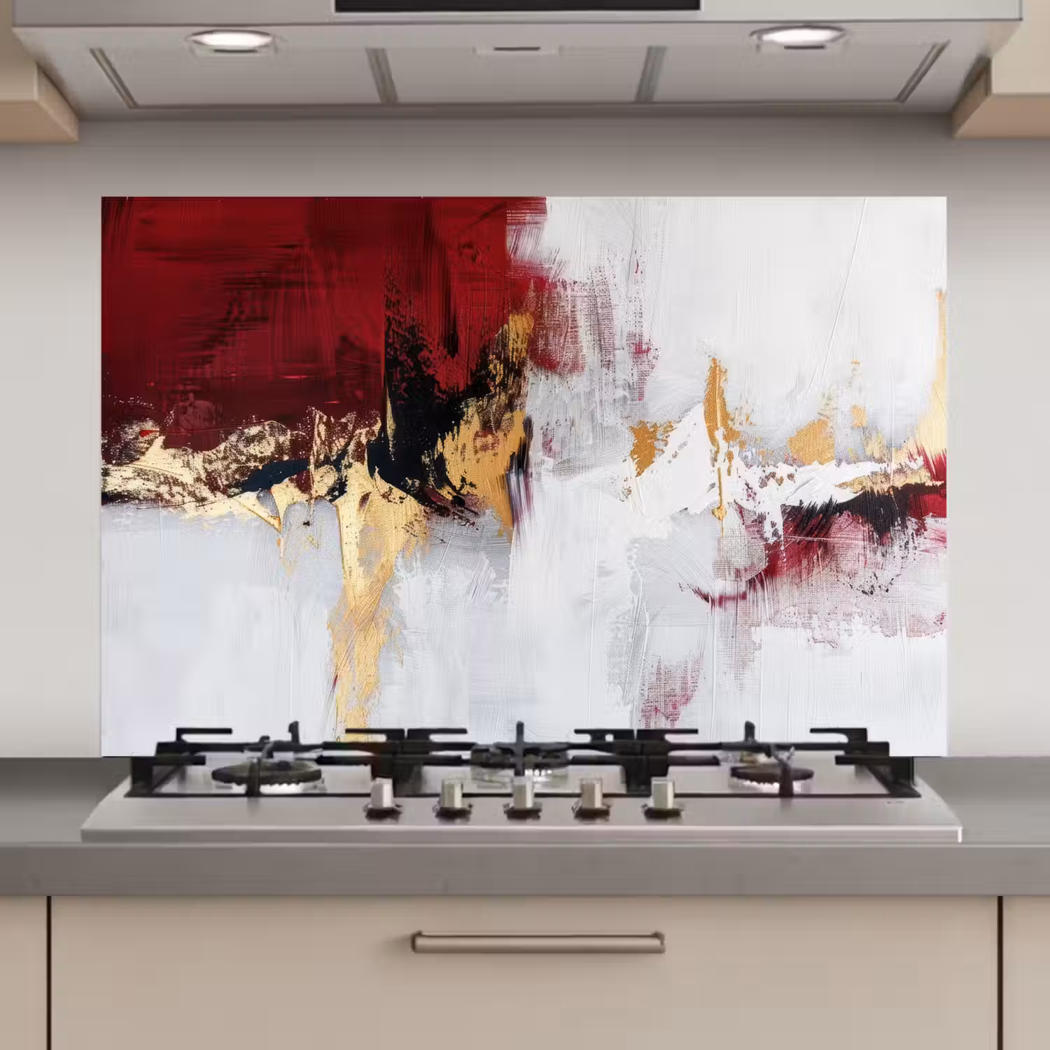 Rood - Marmer - Abstract - Goud - Modern keuken achterwand spatscherm klein -3d_website