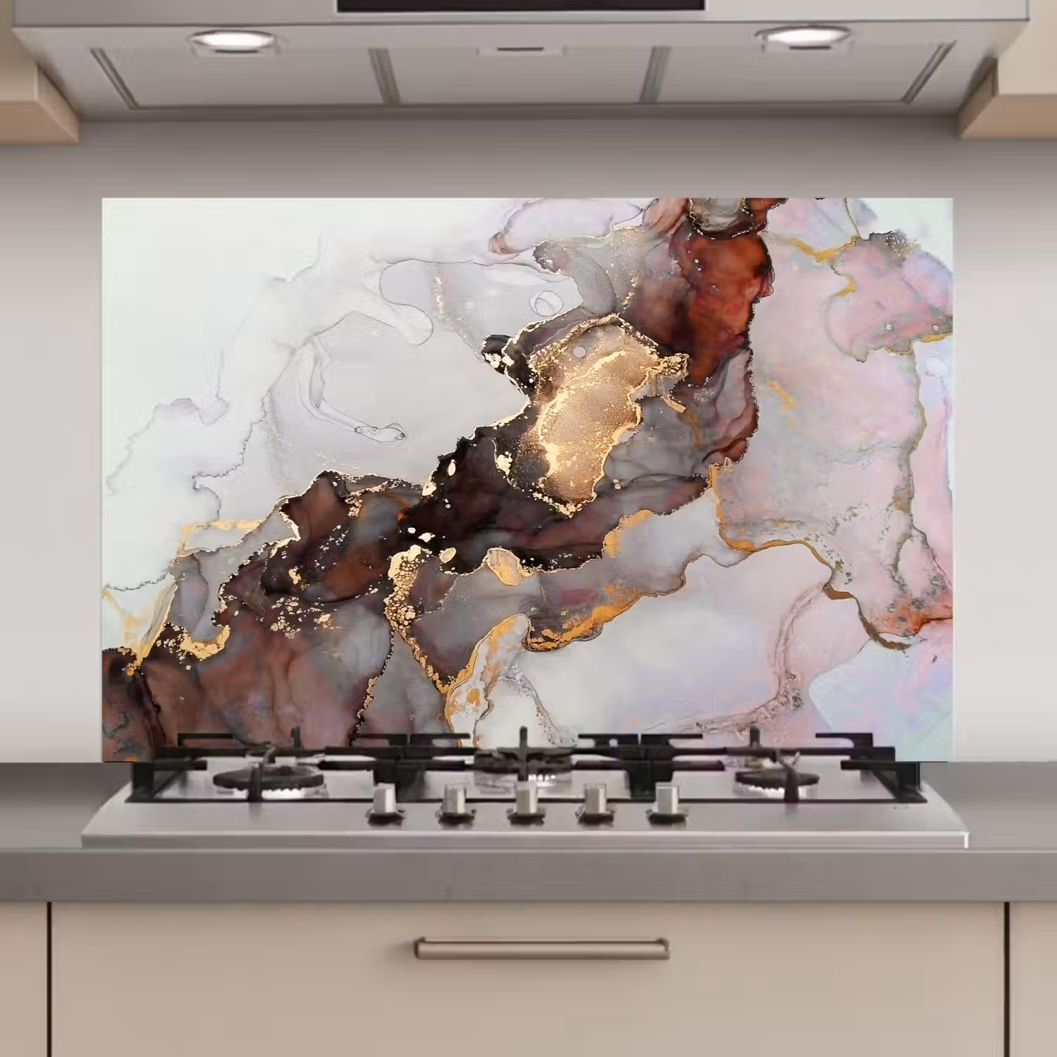 Rood - Marmer - Goud keuken achterwand spatscherm klein -3d_website