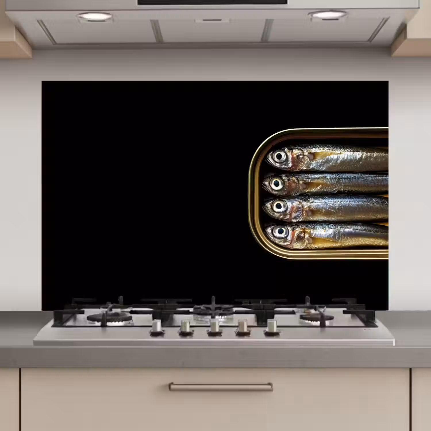 Sardines - Blik - Zwart - Vissen keuken achterwand spatscherm klein -3d_website