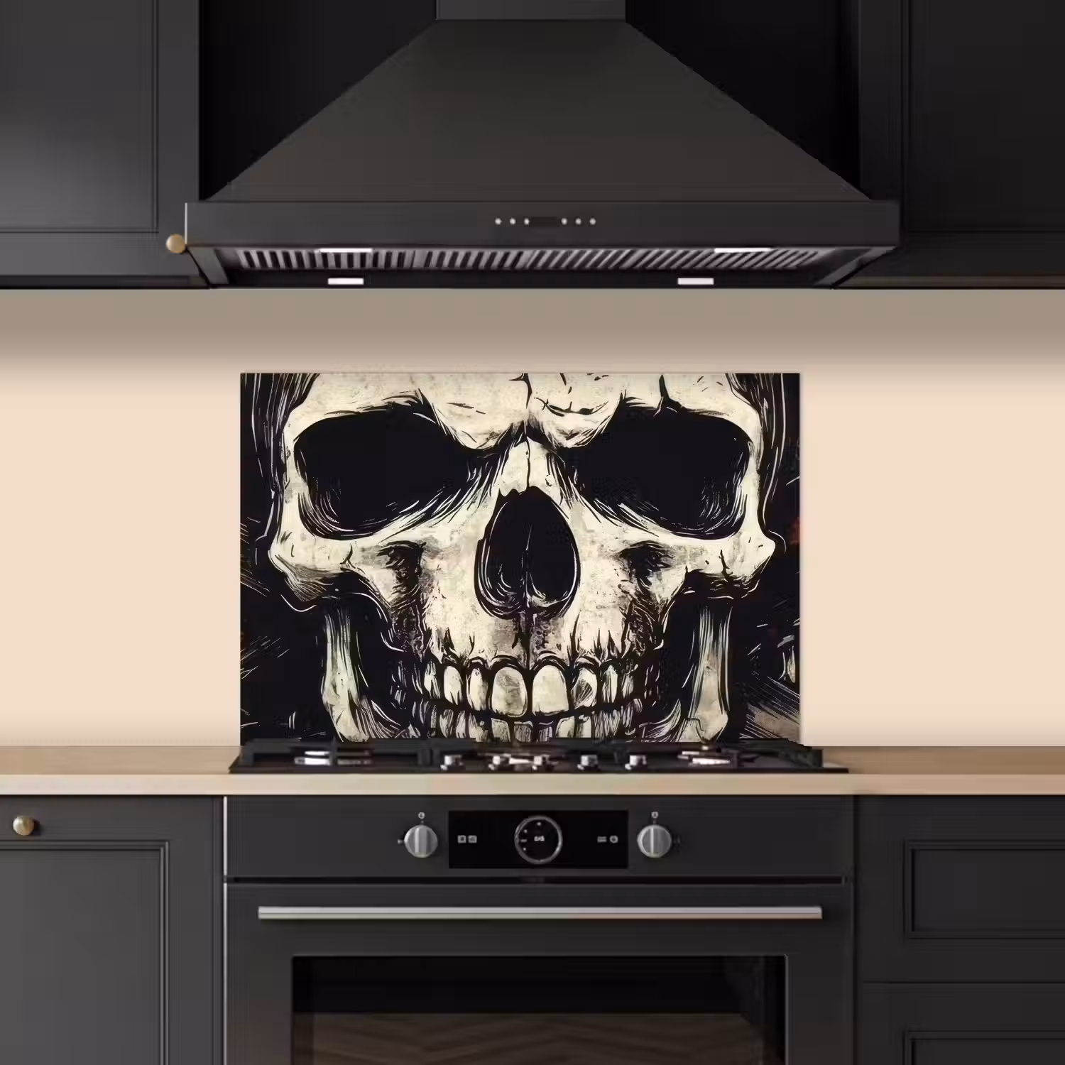Schedel - Kettingen - Rood keuken achterwand spatscherm klein -sfeer1