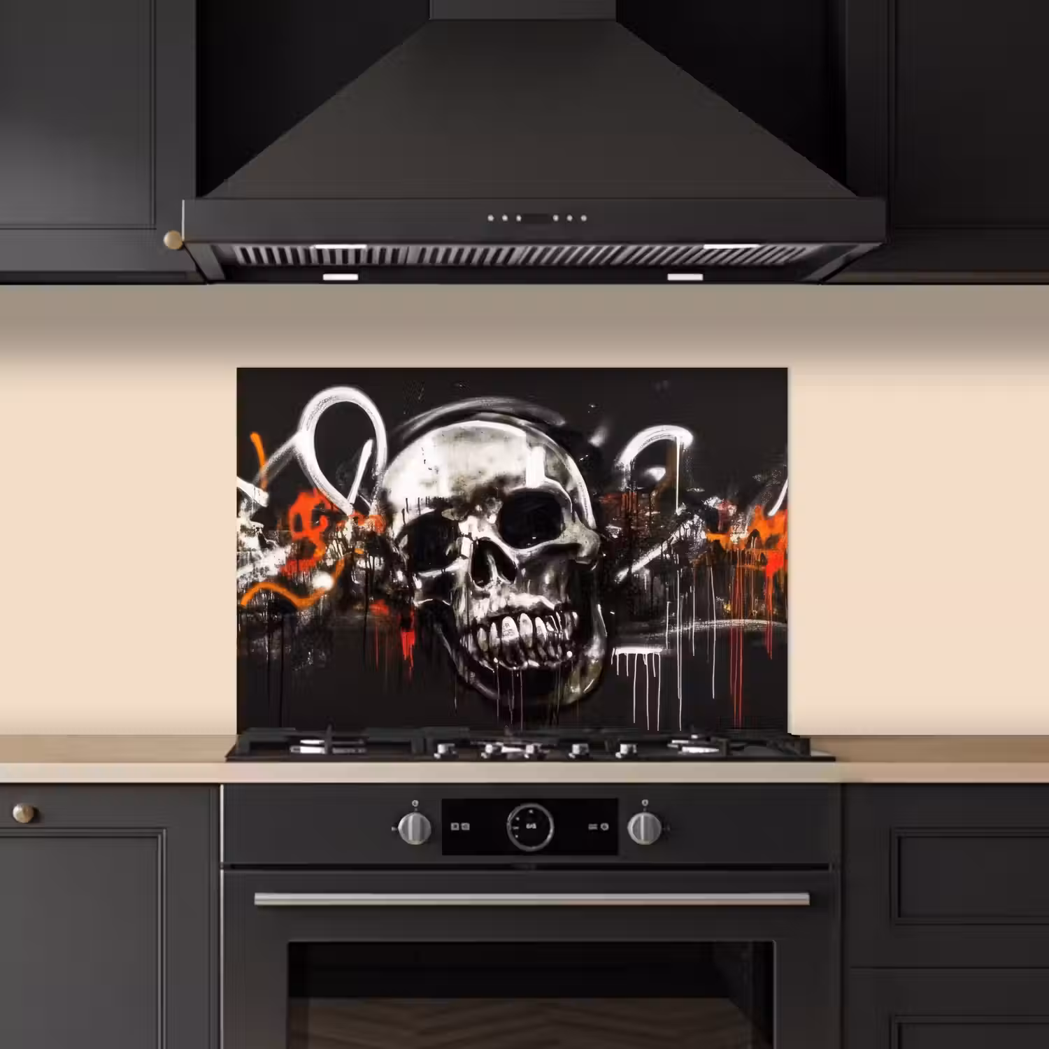 Schedels - Kunst - Donker - Rood keuken achterwand spatscherm klein -sfeer1