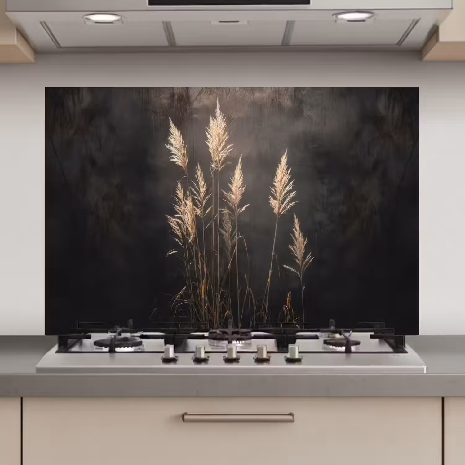 Siergras - Pluimen - Verlichting - Zwart keuken achterwand spatscherm klein -3d_website