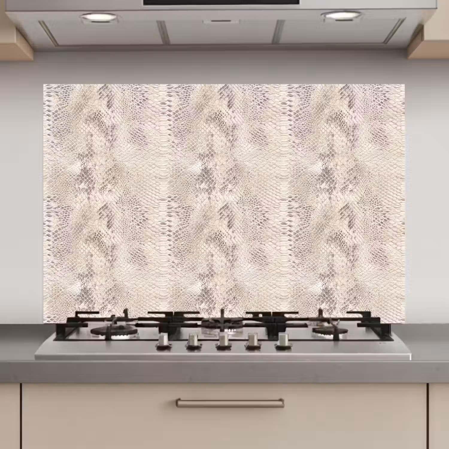 Slang - Patroon - Beige keuken achterwand spatscherm klein 900 -3d_website
