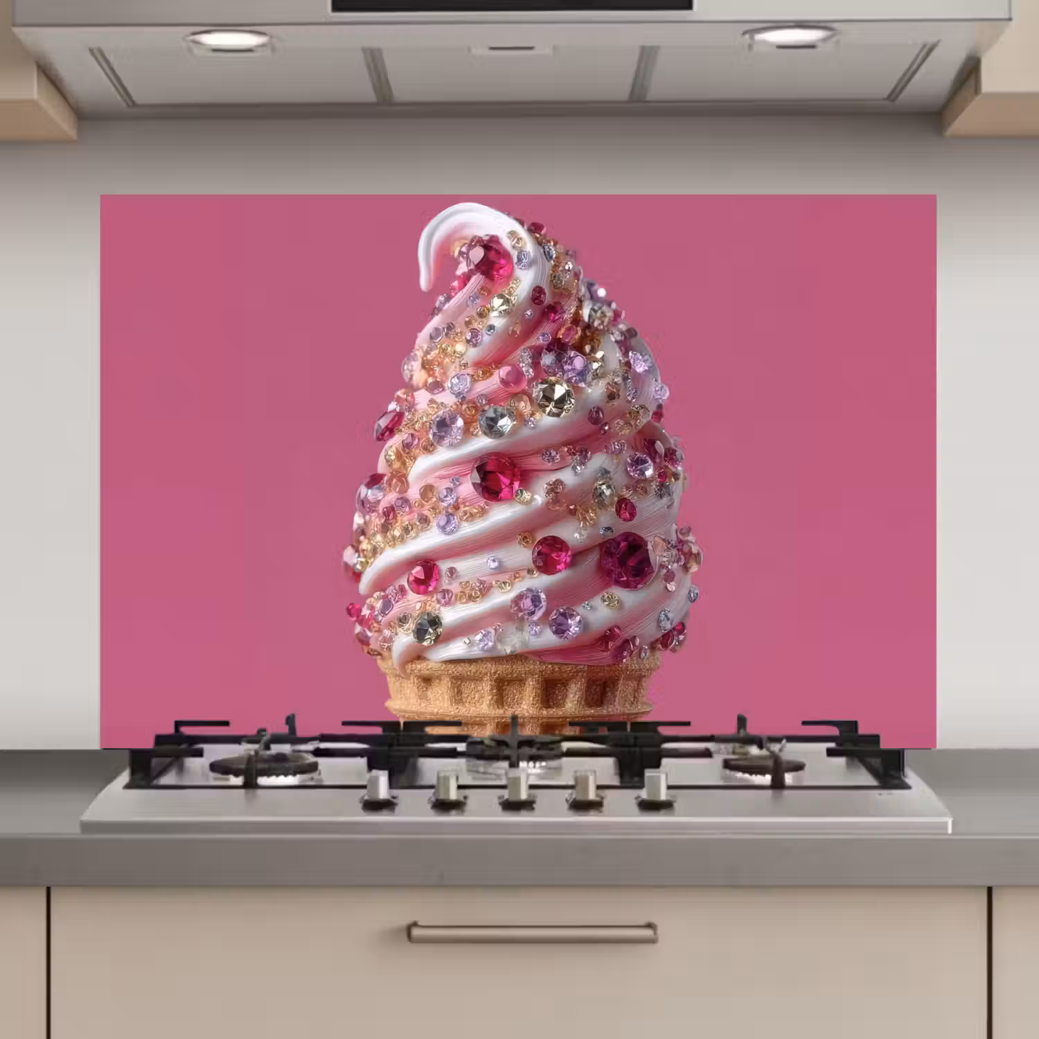 Softijs - Edelstenen - Roze - Hoorntje keuken achterwand spatscherm klein -3d_website