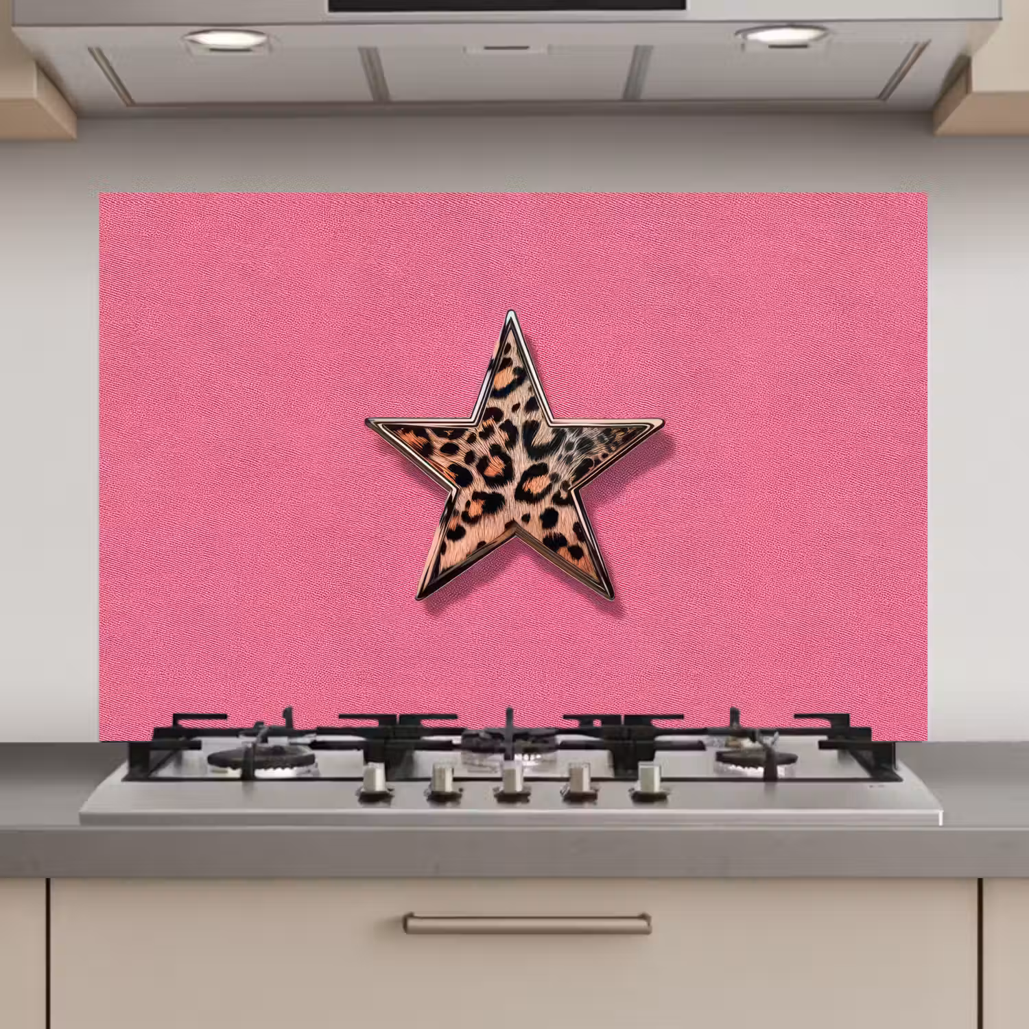 Ster - Luipaard - Print - Roze keuken achterwand spatscherm klein -3d_website