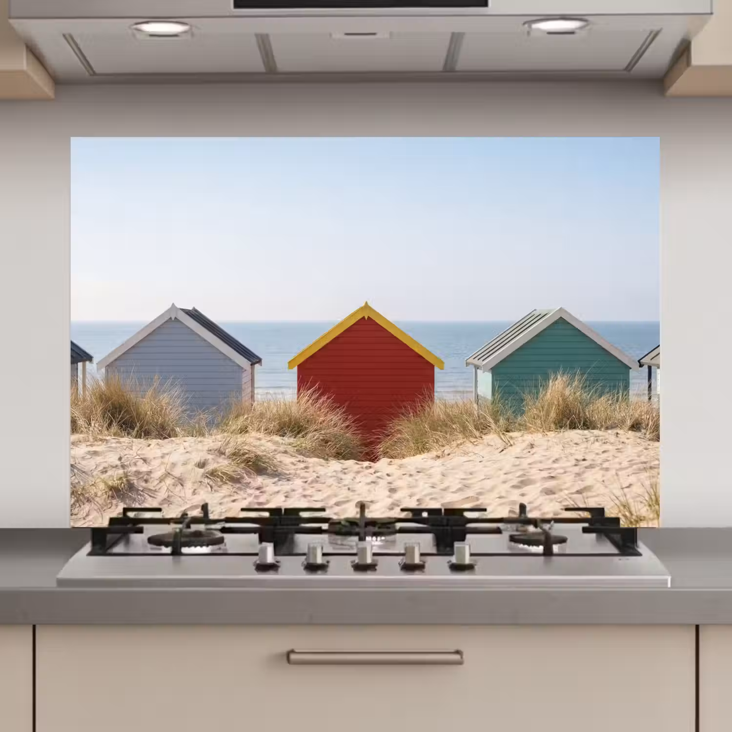 Strand - Huisjes - Kleurrijk - Duinen keuken achterwand spatscherm klein -3d_website
