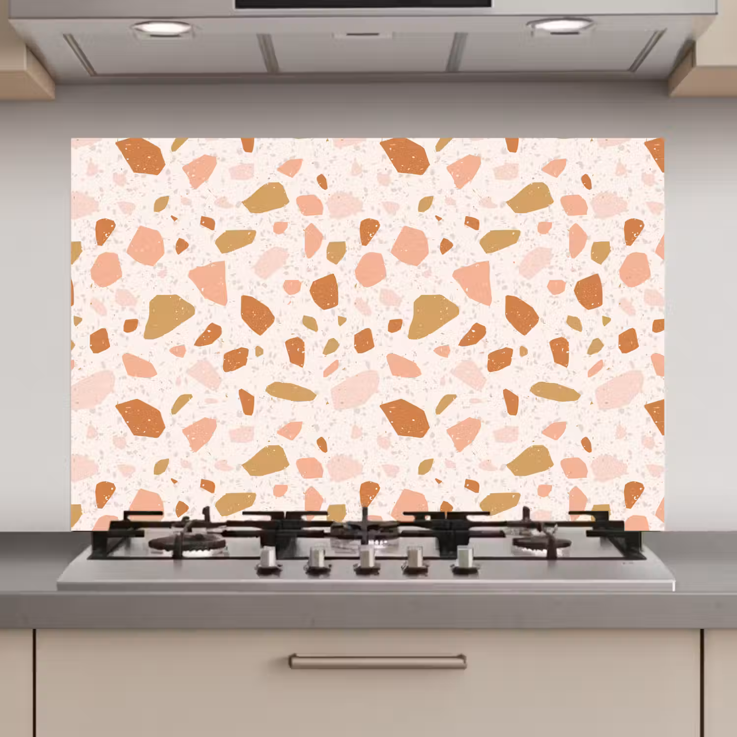 Terrazzo - Patroon - Kleurrijk - Zalm keuken achterwand spatscherm klein 900 -3d_website