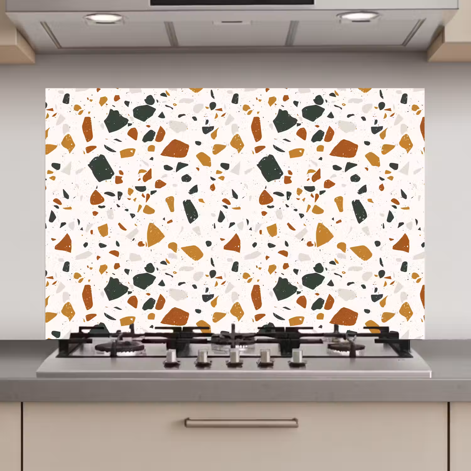 Terrazzo - Patroon - Wit - Terra keuken achterwand spatscherm klein 900 -3d_website