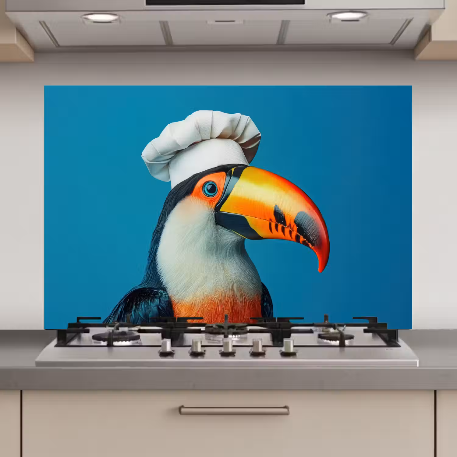 Toekan - Papegaai - Vogel - Koksmuts keuken achterwand spatscherm klein -3d_website