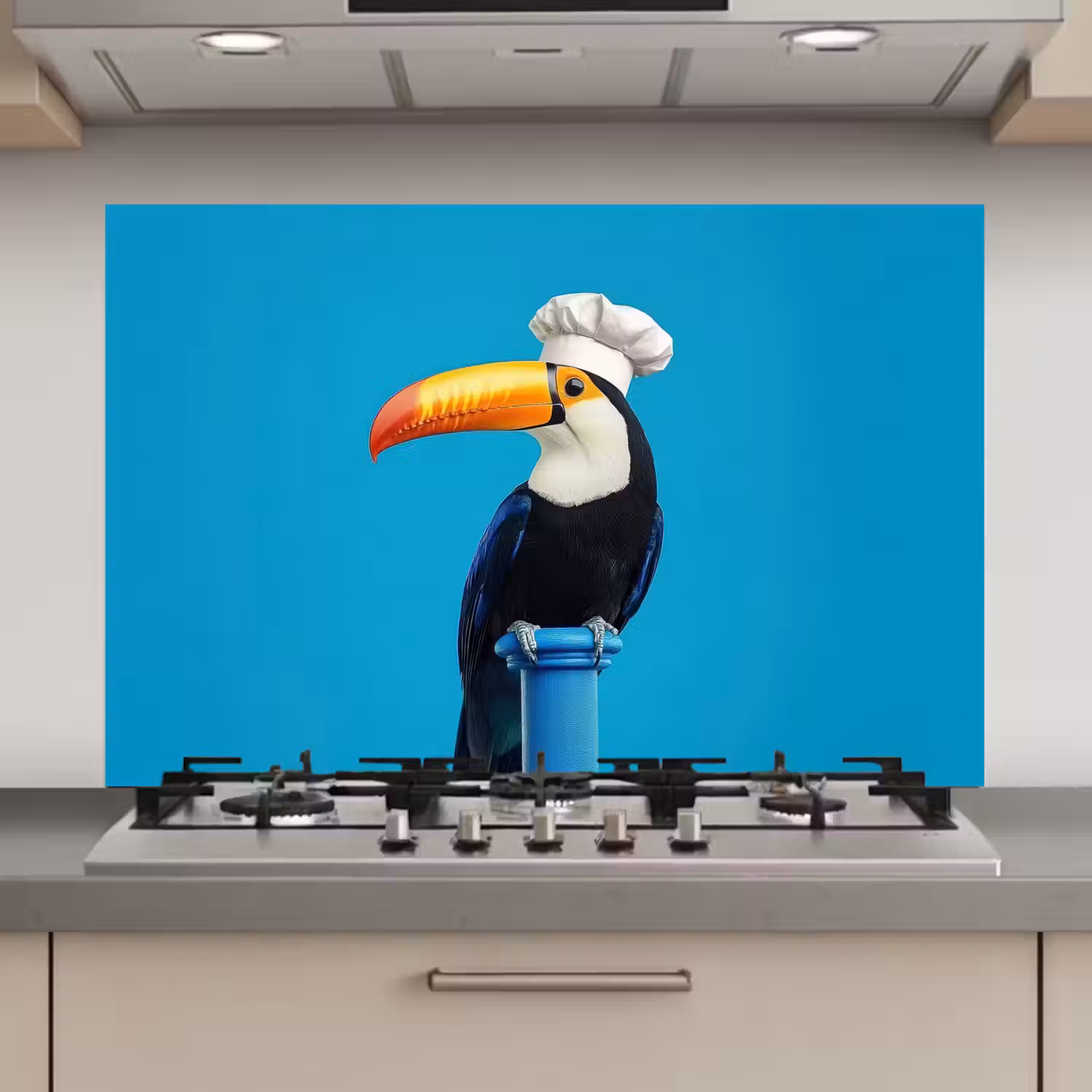 Tucan - Sokkel - Vogel - Koksmuts keuken achterwand spatscherm klein -3d_website