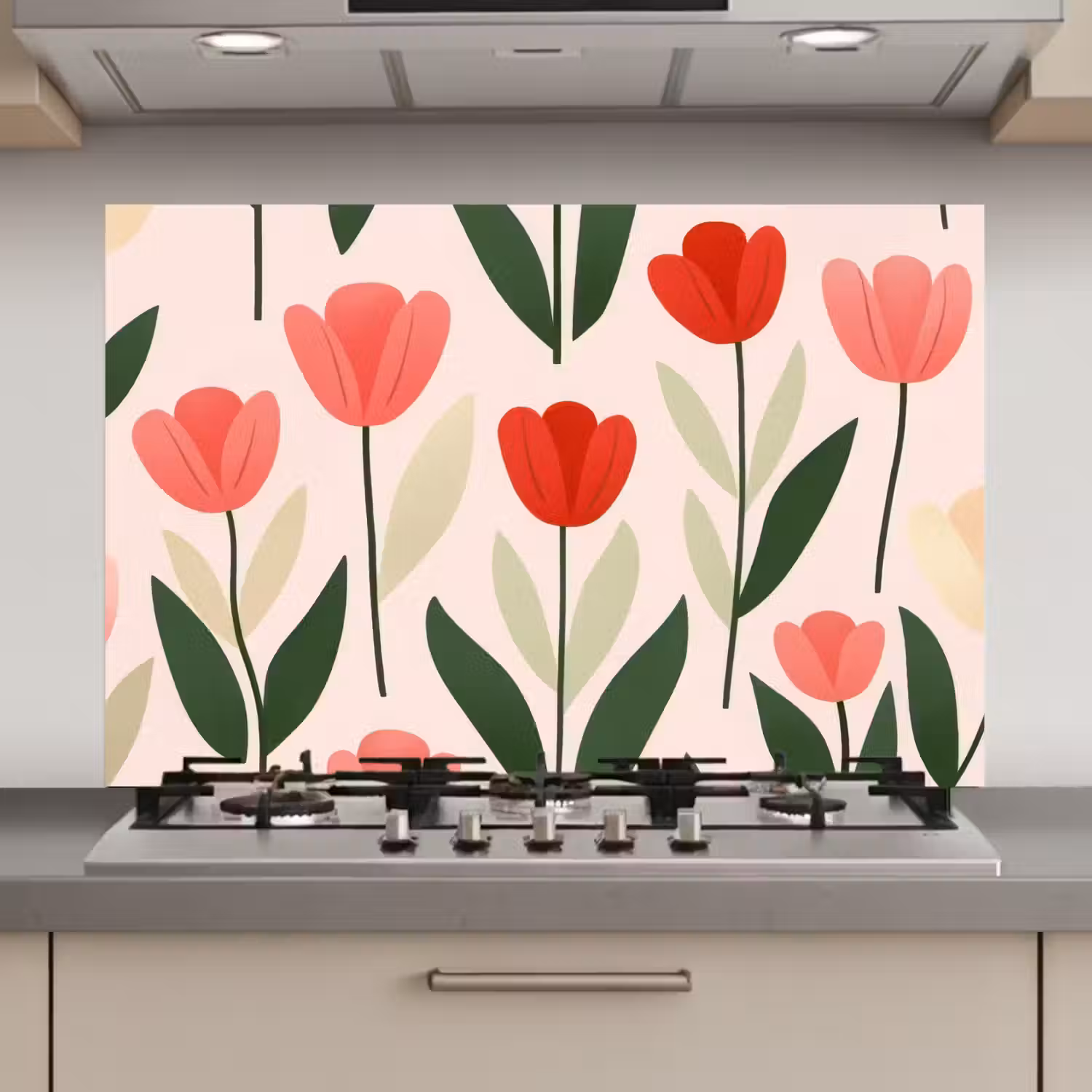 Tulpen - Modern - Roze keuken achterwand spatscherm klein -3d_website