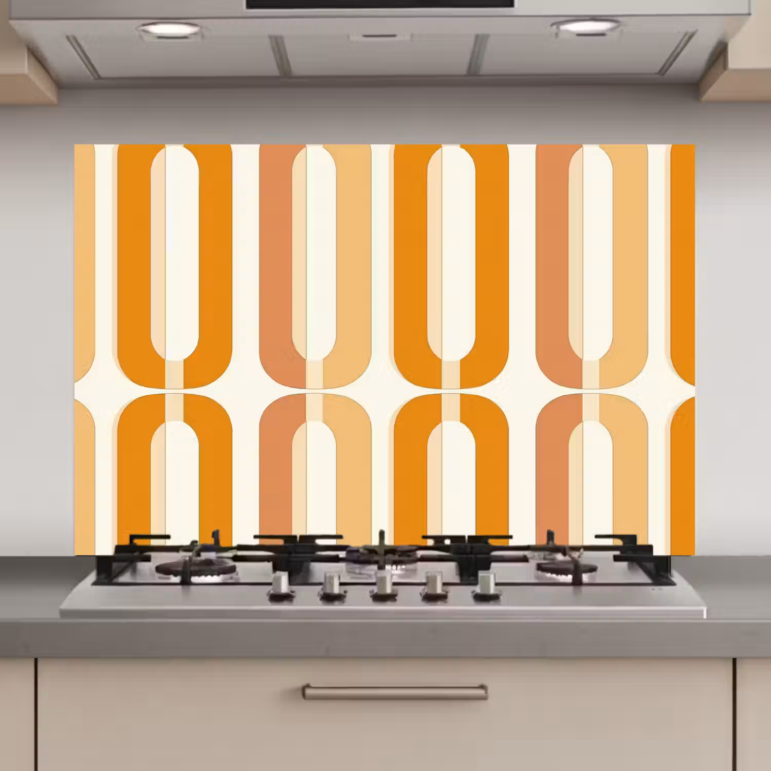 U-vorm - Retro - Oranje keuken achterwand spatscherm klein 900 -3d_website