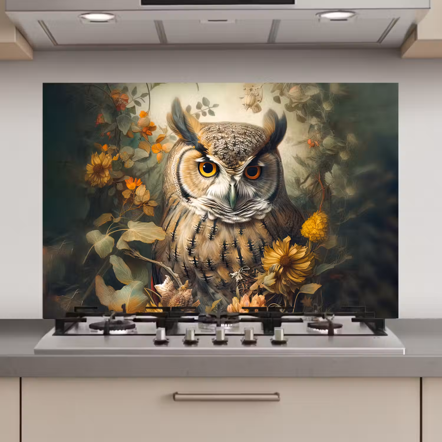 Uil - Vogels - Bloemen - Natuur keuken achterwand spatscherm klein -3d_website