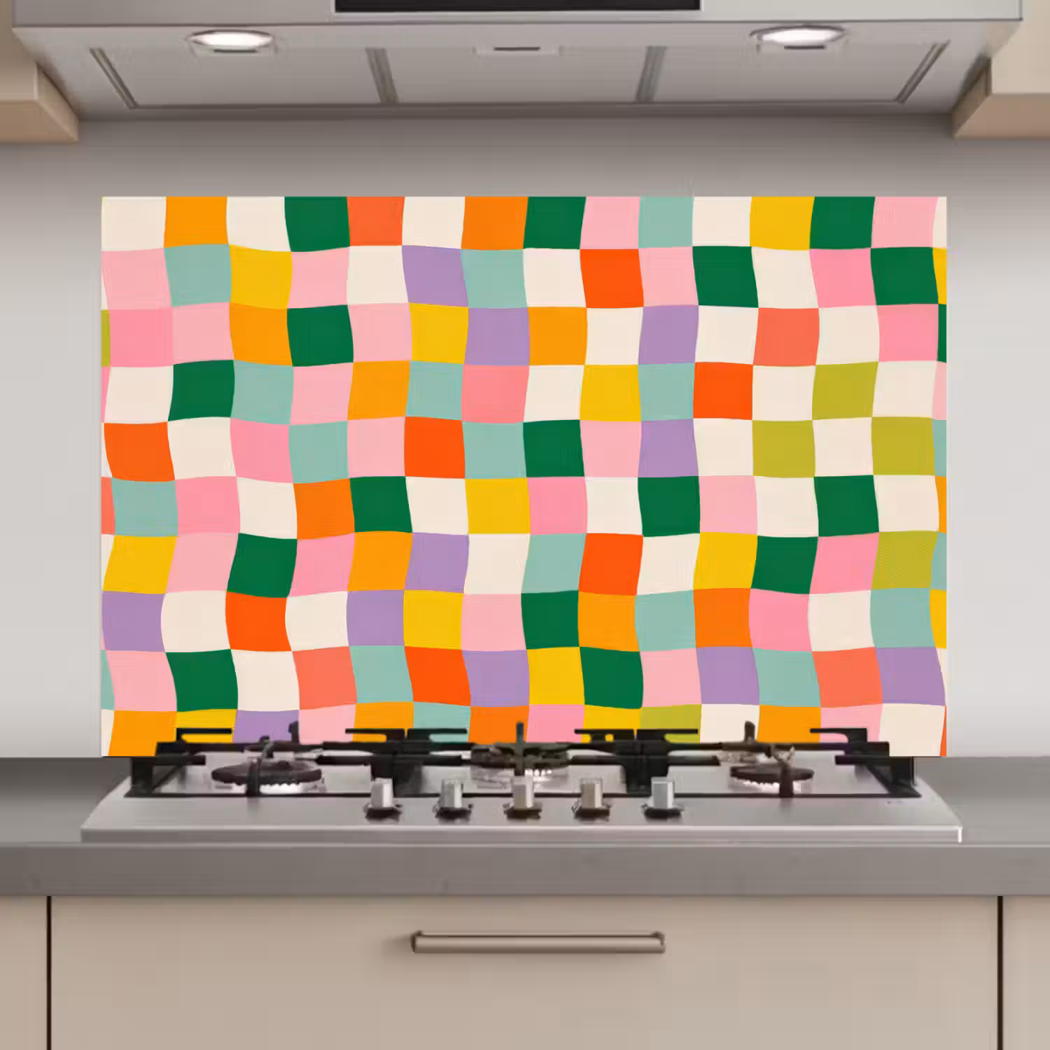 Vierkanten - Kleurrijk - Golvend keuken achterwand spatscherm klein -3d_website