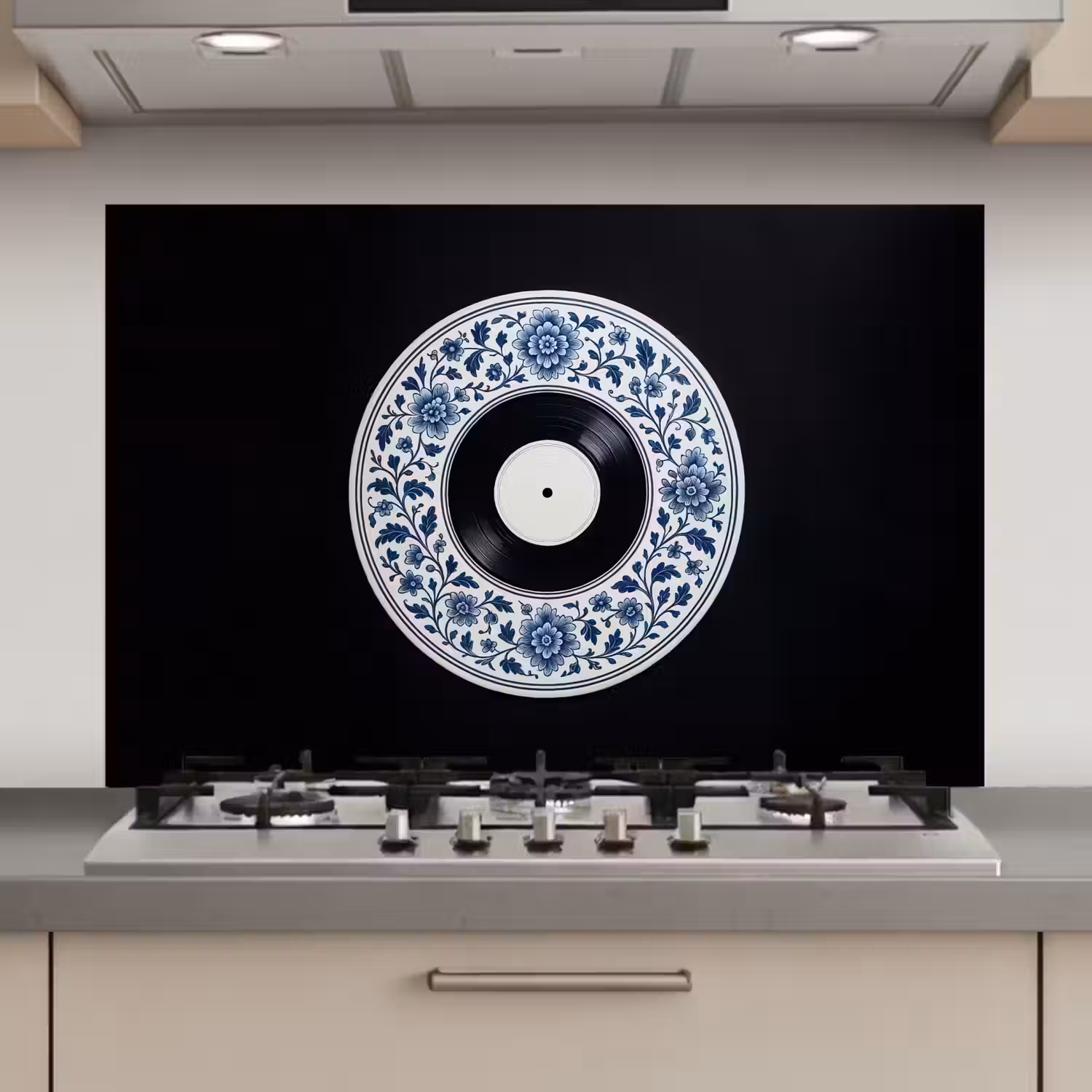 Vinyl - LP - Delfts Blauw - Muziek keuken achterwand spatscherm klein -3d_website