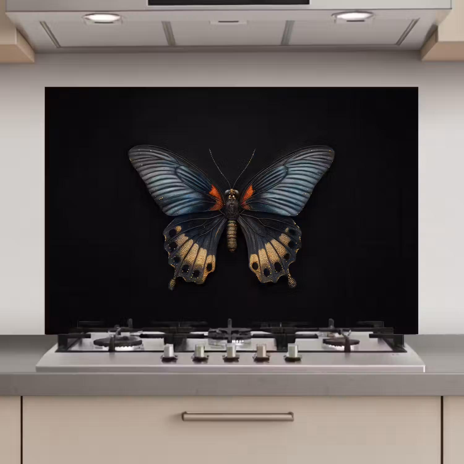 Vlinder - Metaalachtig - Geometrisch patroon keuken achterwand spatscherm klein -3d_website