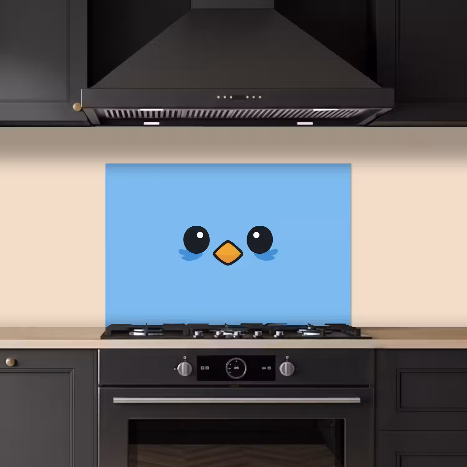 Vogel - Blauw - Eenvoudig keuken achterwand spatscherm klein -sfeer1