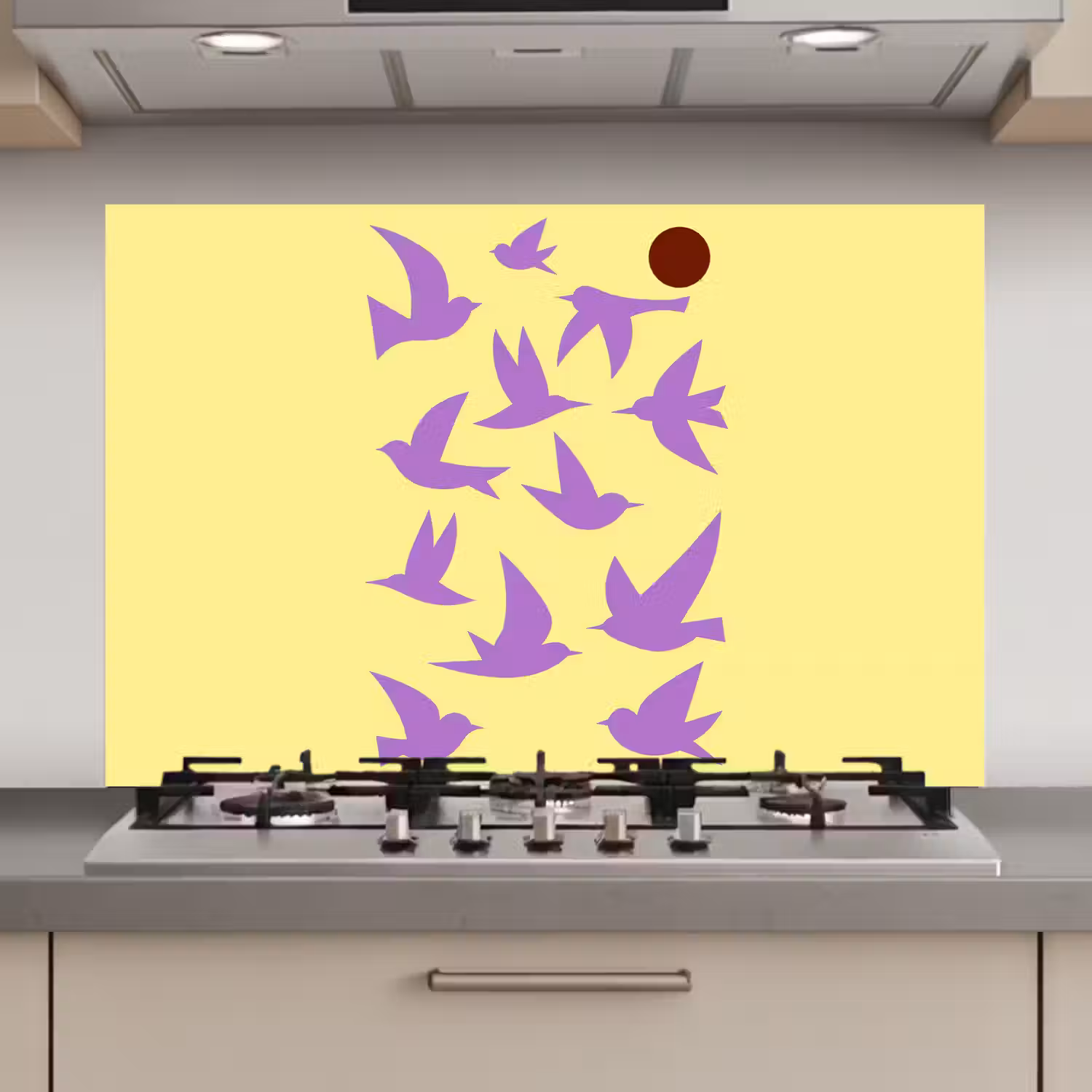 Vogels - Cirkel - Geel - Beweging keuken achterwand spatscherm klein -3d_website