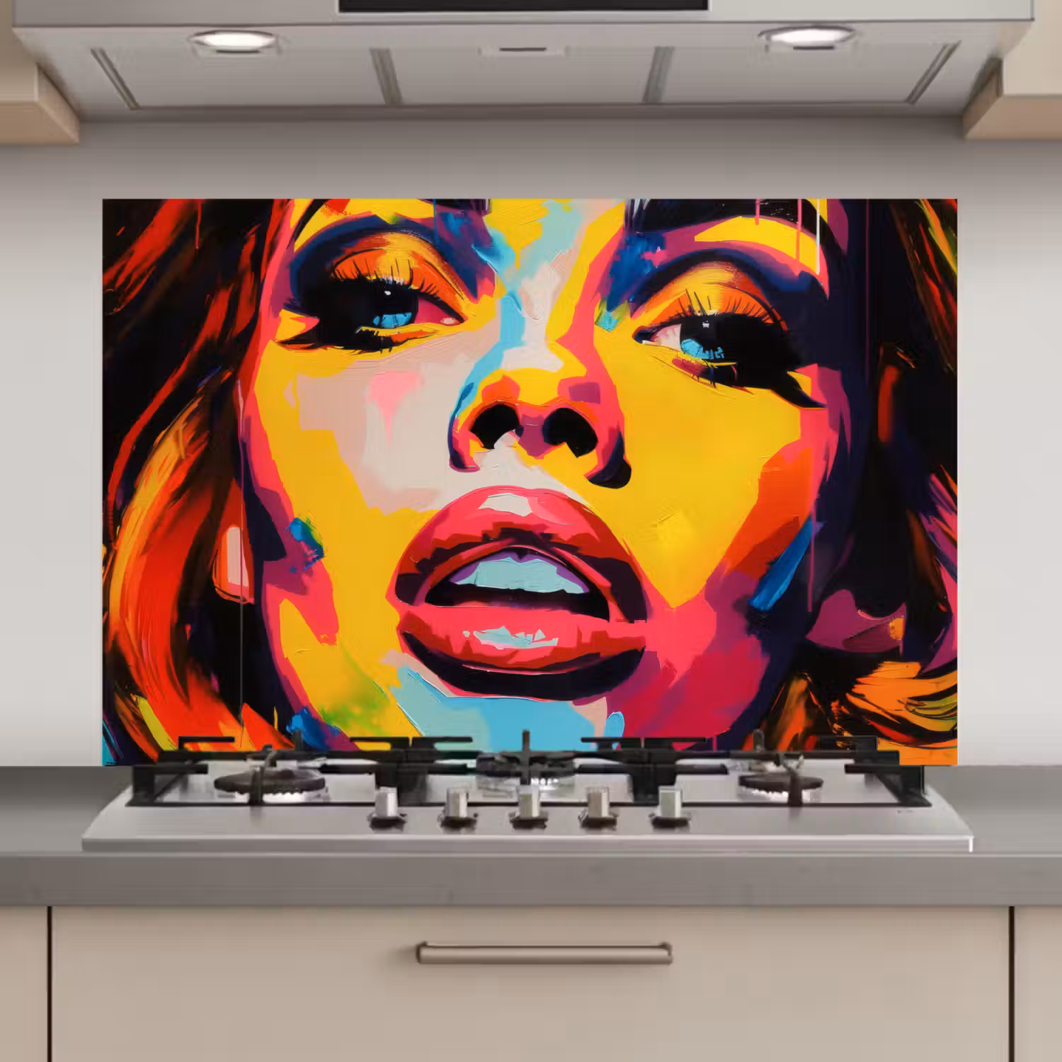 Vrouw - Gezicht - Kleurrijk keuken achterwand spatscherm klein -3d_website