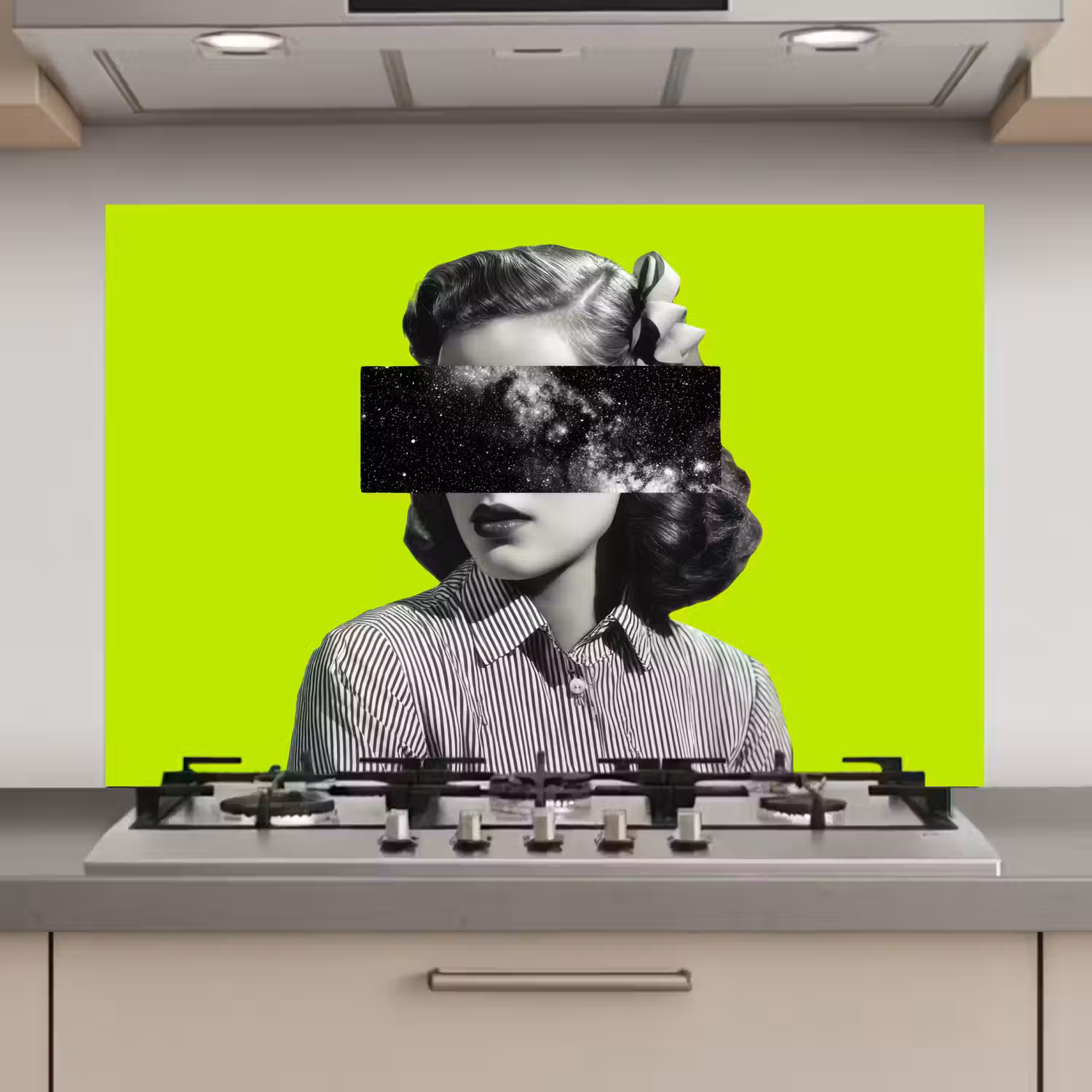 Vrouw - Sterrenhemel - Groen keuken achterwand spatscherm klein -3d_website