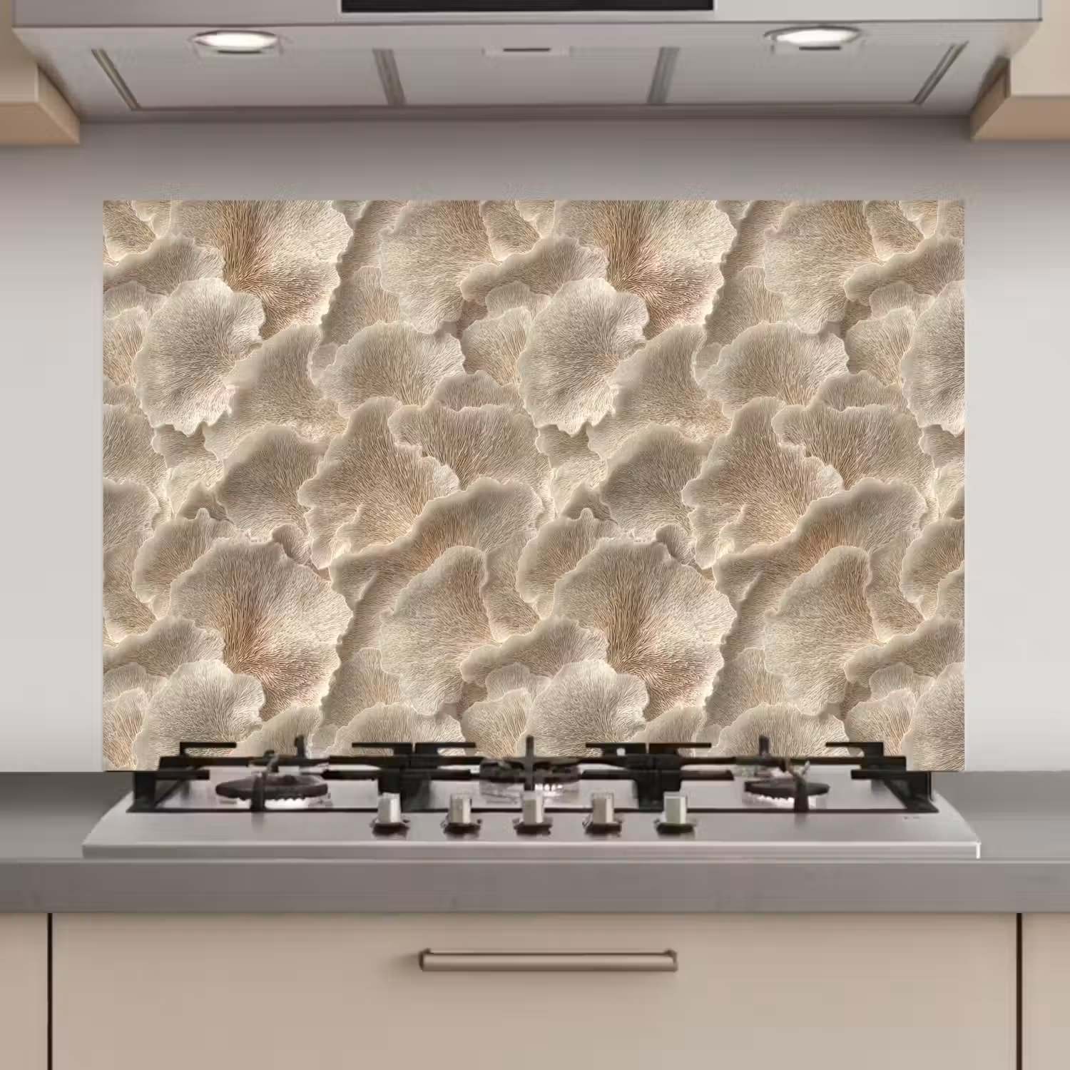 Waaierstructuren - Beige - Vezeltextuur keuken achterwand spatscherm klein 900 -3d_website