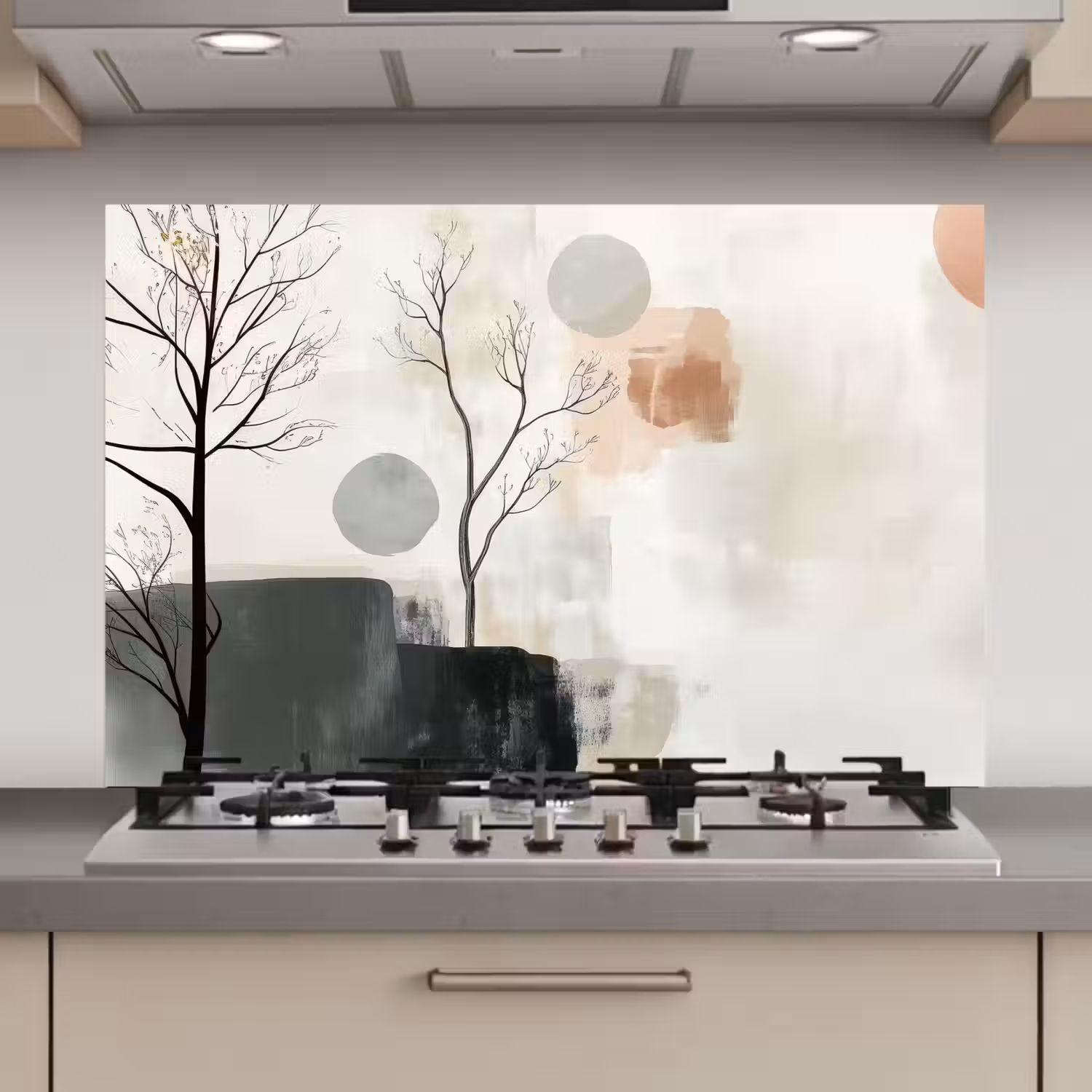 Wabi sabi - Beige - Plant keuken achterwand spatscherm klein -3d_website
