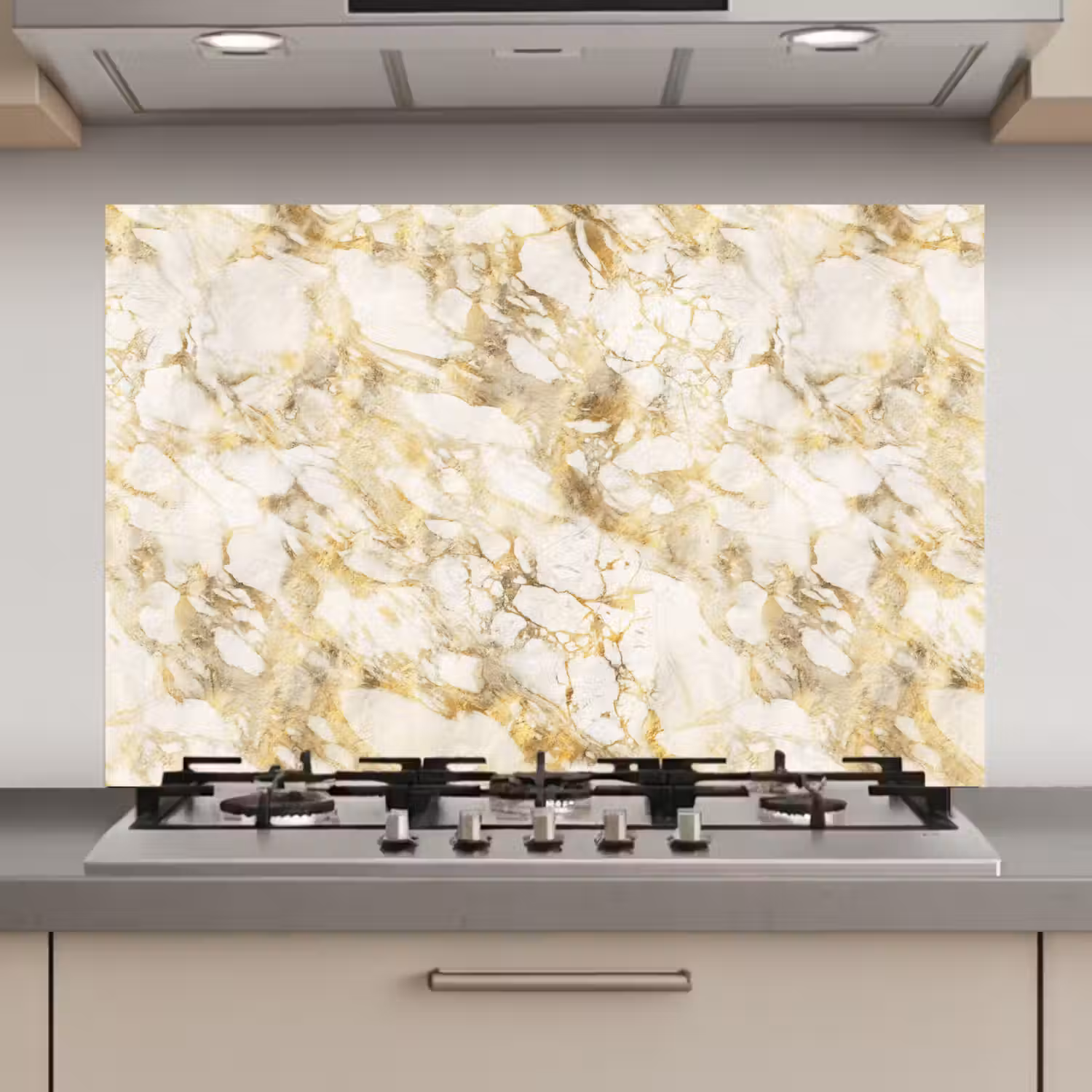 Warm - Gouden - Marmer - Patroon keuken achterwand spatscherm klein 900 -3d_website