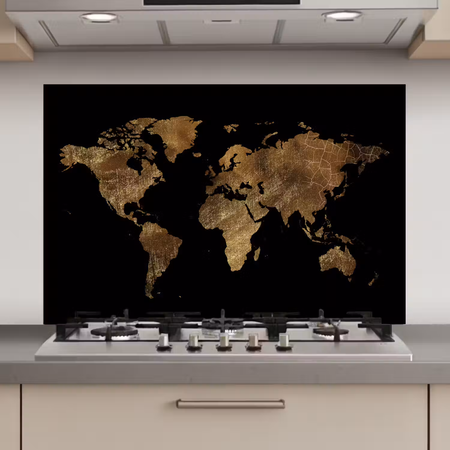 Wereldkaart - Goud - Luxe - Aarde - Zwart keuken achterwand spatscherm klein -3d_website