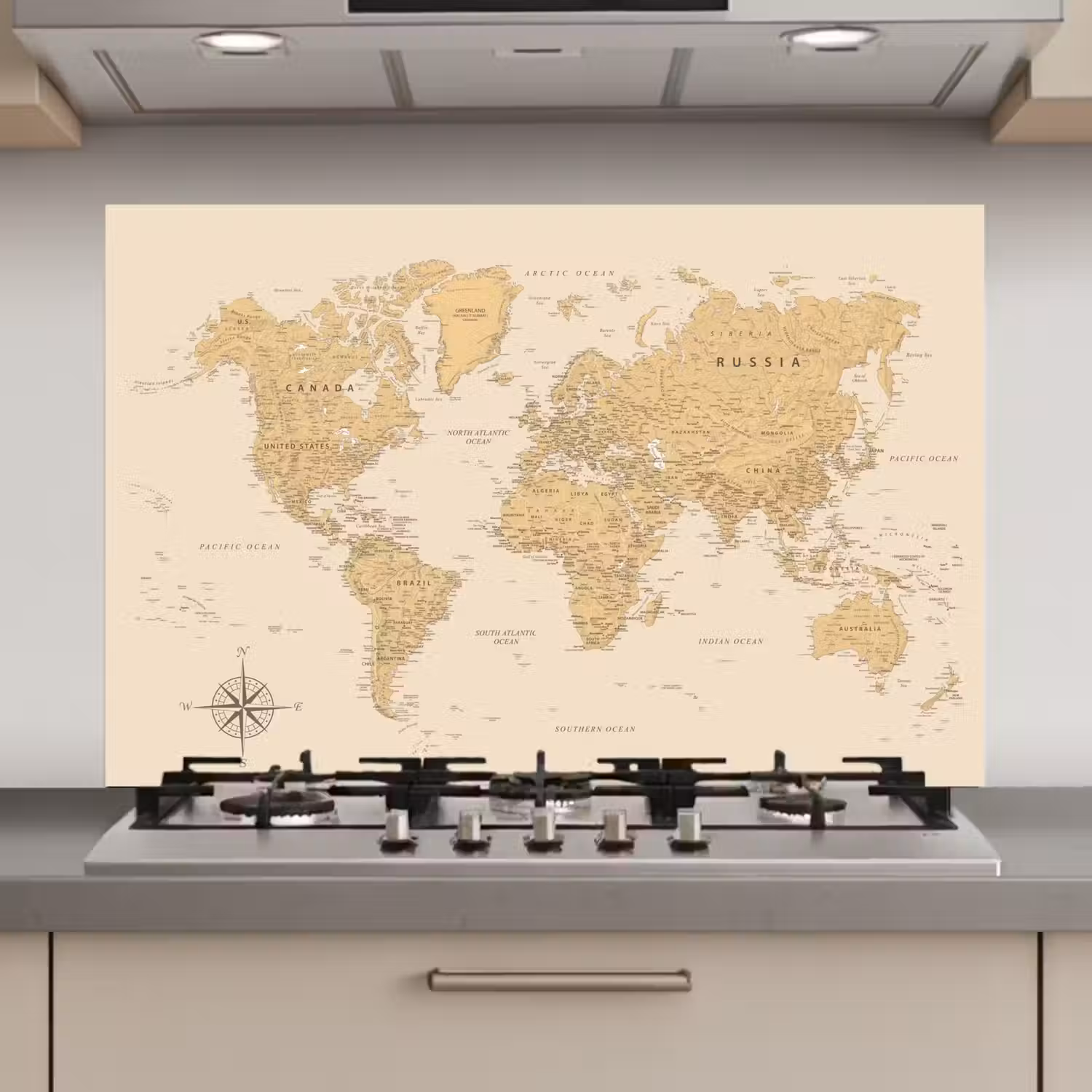 Wereldkaart - Realistisch - Beige keuken achterwand spatscherm klein -3d_website