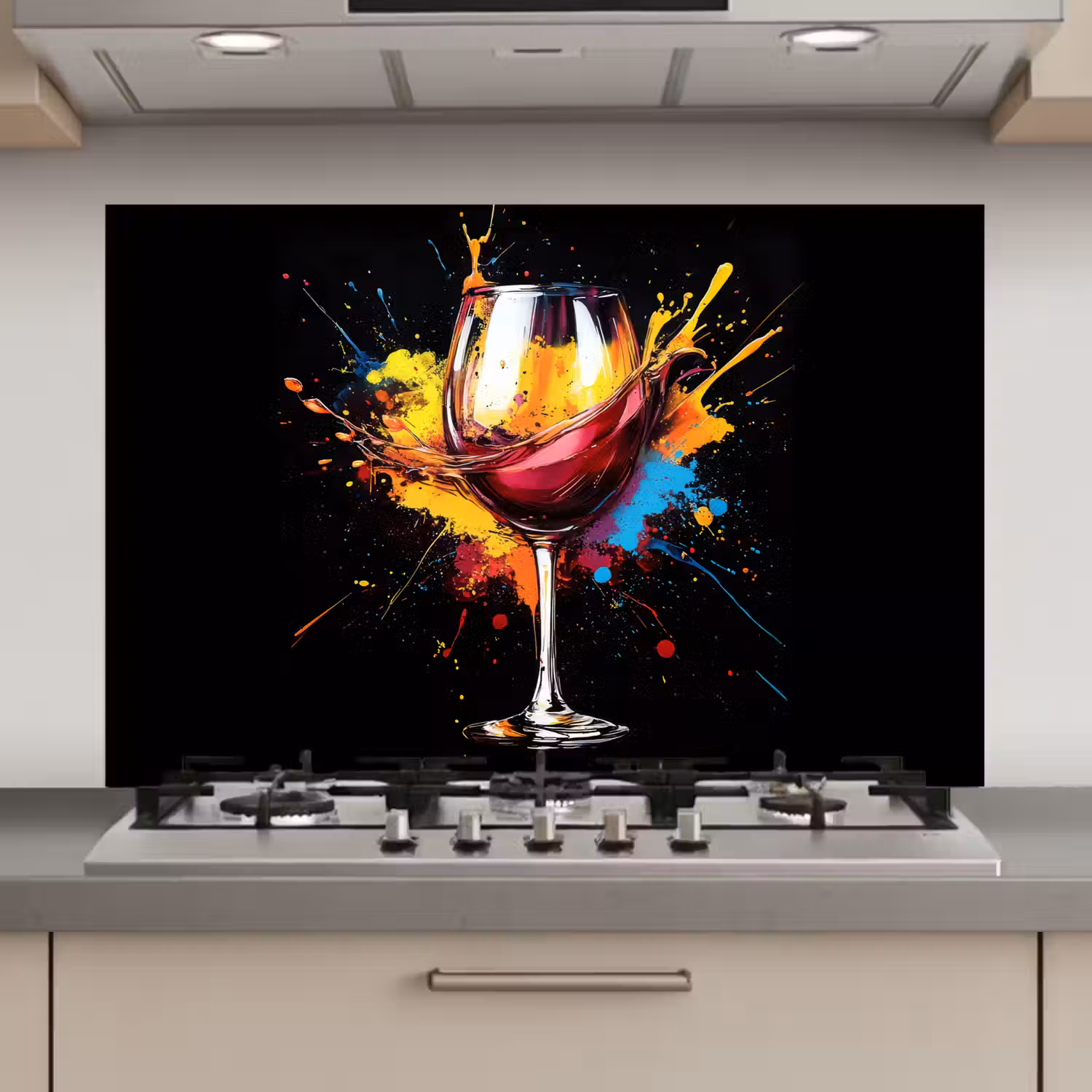 Wijn - Glas - Graffiti - Borrel - Rood - Verf keuken achterwand spatscherm klein -3d_website