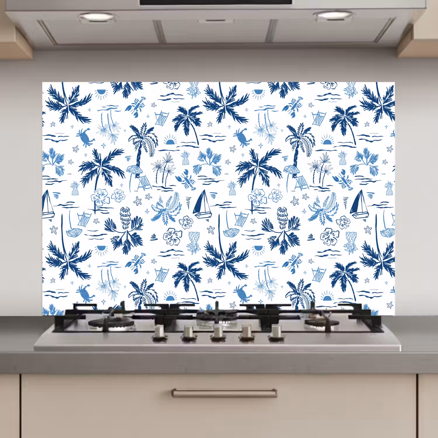 Zee - Strand - Blauw - Wit keuken achterwand spatscherm klein 900 -3d_website