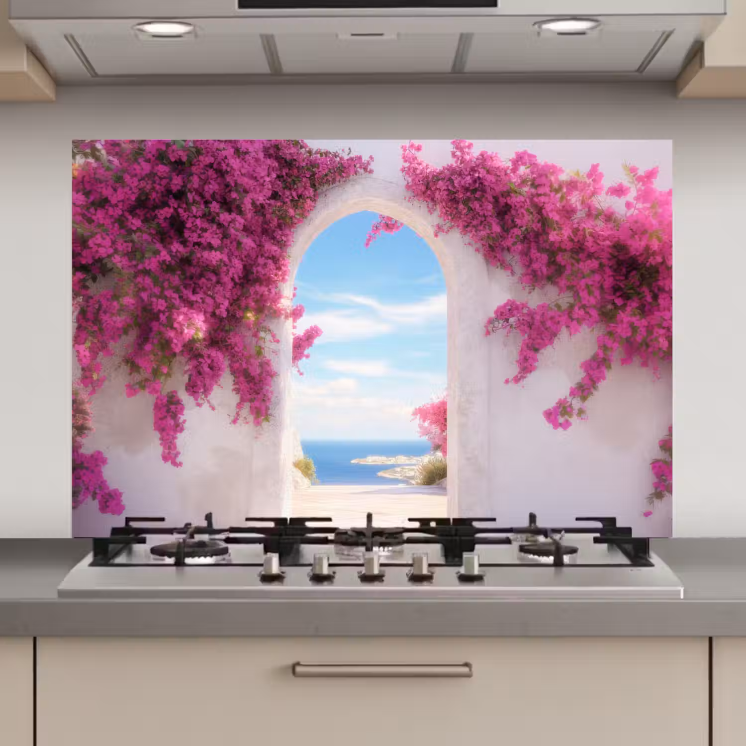 Zee - Roze - Bloemen - Poort keuken achterwand spatscherm klein -3d_website