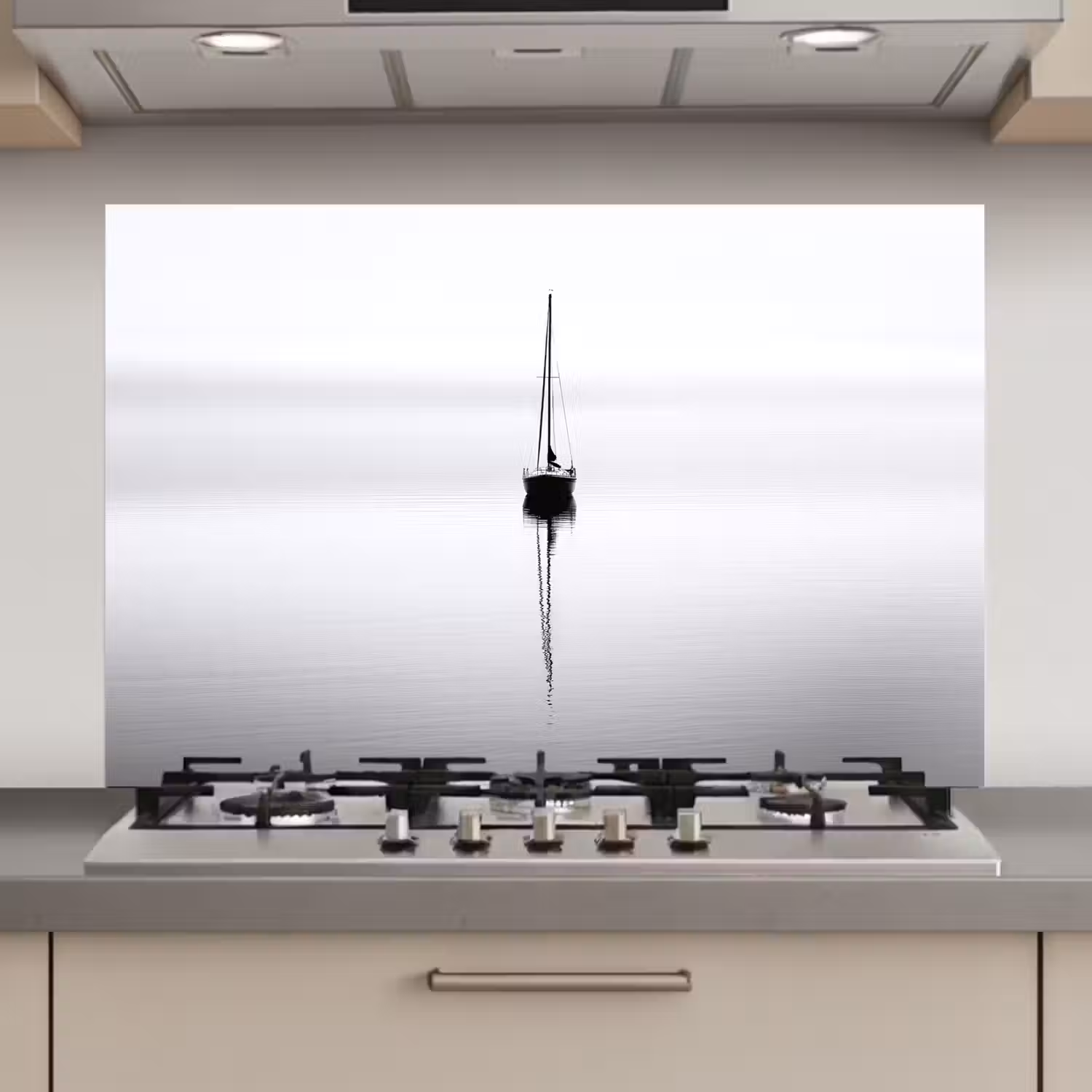 Zeilboot - Zwart - Water - Silhouet keuken achterwand spatscherm klein -3d_website